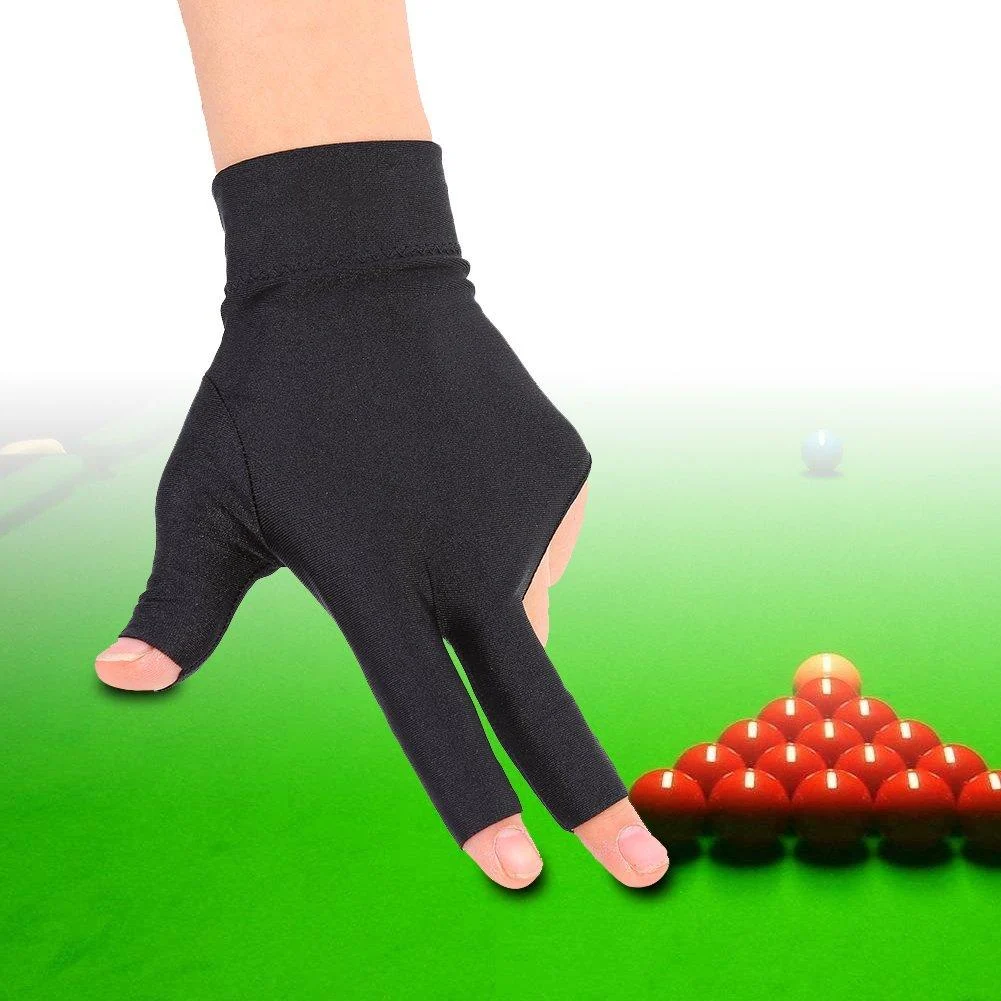 Tbest billiard glove left snooker billiard pool left hand 3 finger billiard glove snooker queue spandex glove billiard accessories for man woman