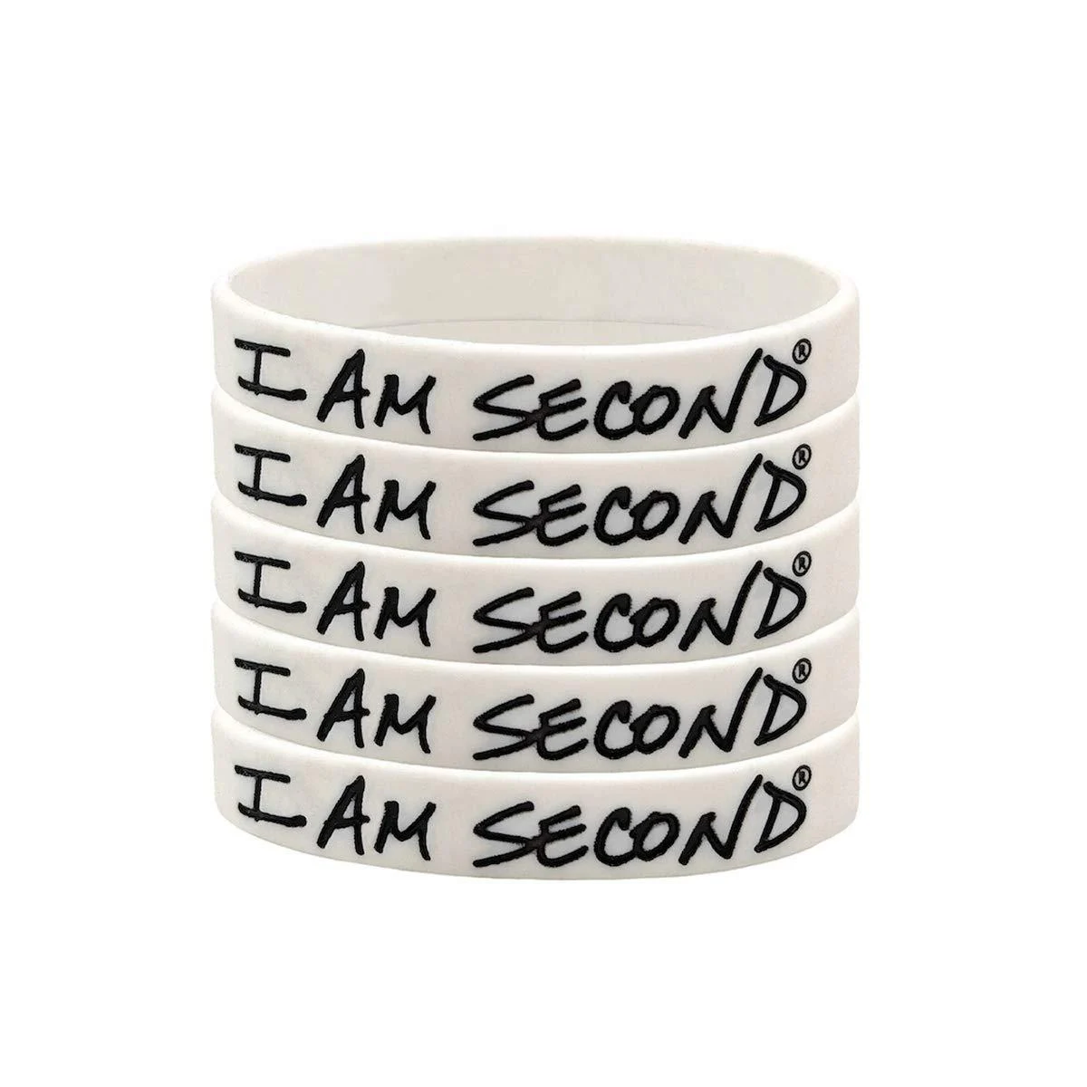 I am Second Adult 5 Pack Wristbands White
