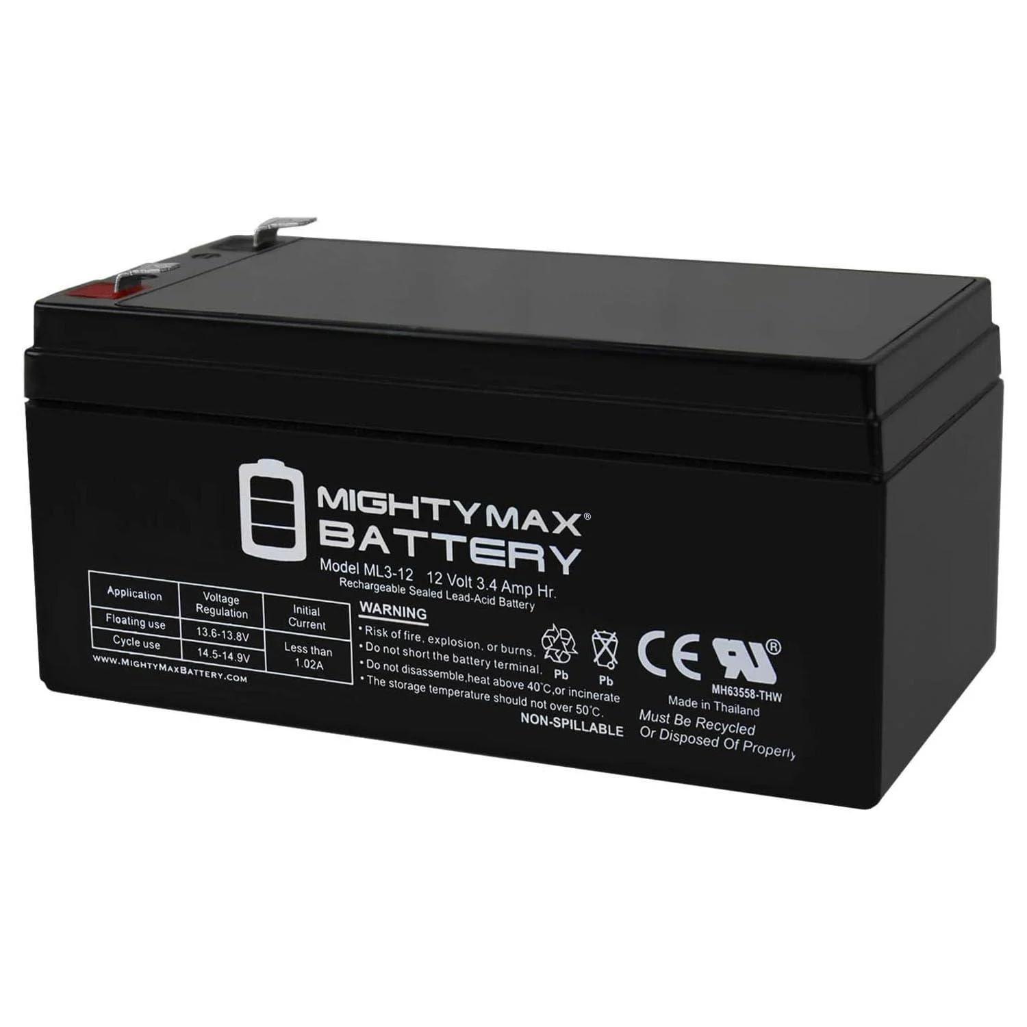 Mighty Max Battery ML3-12 12V 3.4AH Sealed Lead Acid (SLA) Battery for BP3.6-12