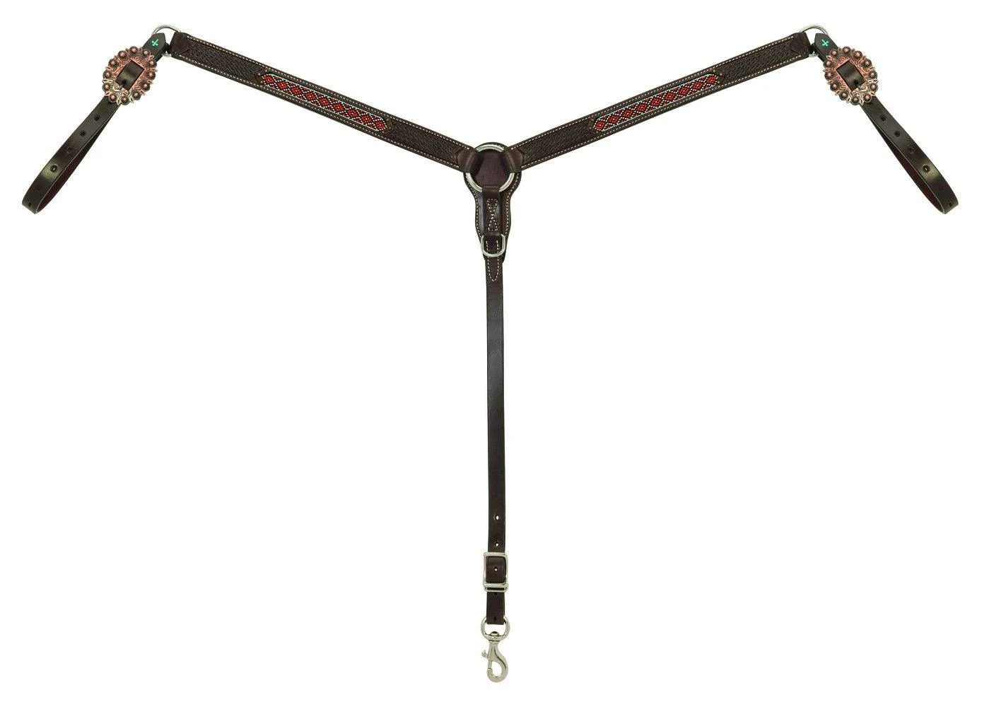Turquoise Cross Beaded Basketweave Collection Straight Breast Collar