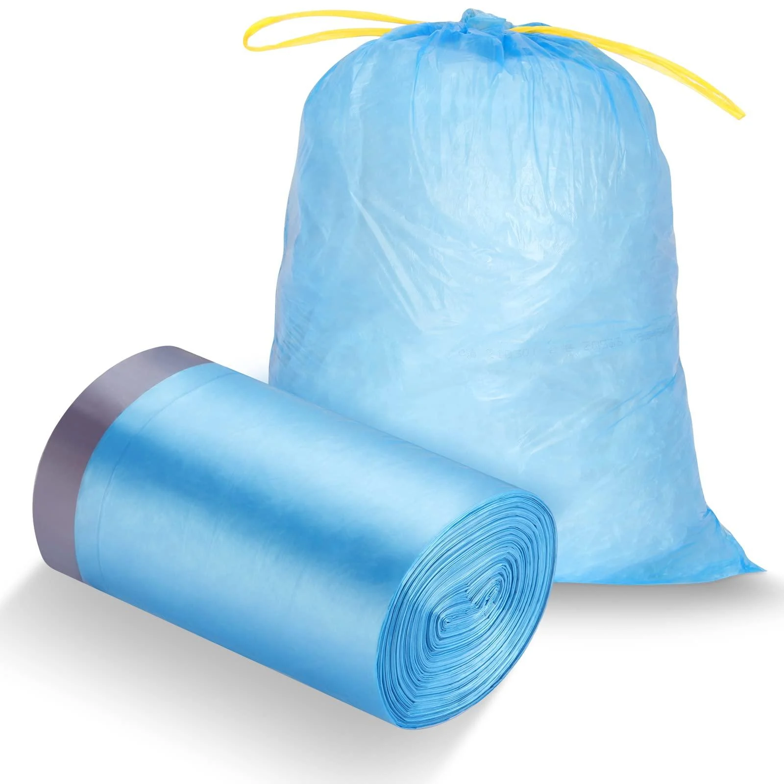 VacFreKep 8 Gallon Size Small Kitchen Drawstring Trash Bags Heavy Duty Tasteless Strong and Blue Garbage Bags (100 Count Bulk)