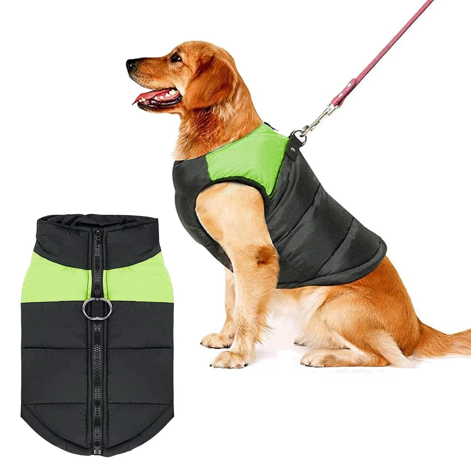 Shinmax Dog coat winter jacket Dog -Jacket Winter Jacket Warm Winter West For Small Medium Large Dogs Feeded Breast Protection Dog puppy clothing vest pumped padded coat 2xl green