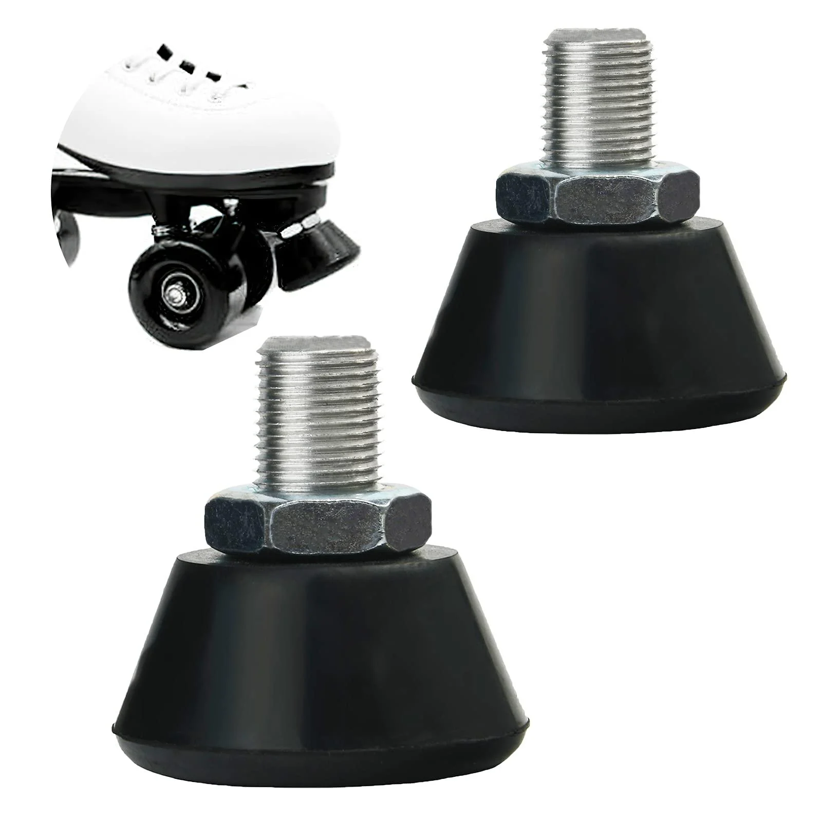BIBHINN 2 Pack Roller Skate Toe Stops Adjustable Rubber Plugs Brake Block 82A PU 5/8 Dance Short Stem Assistant for Rollar Skate Stoppers Replacement Parts Accessories black
