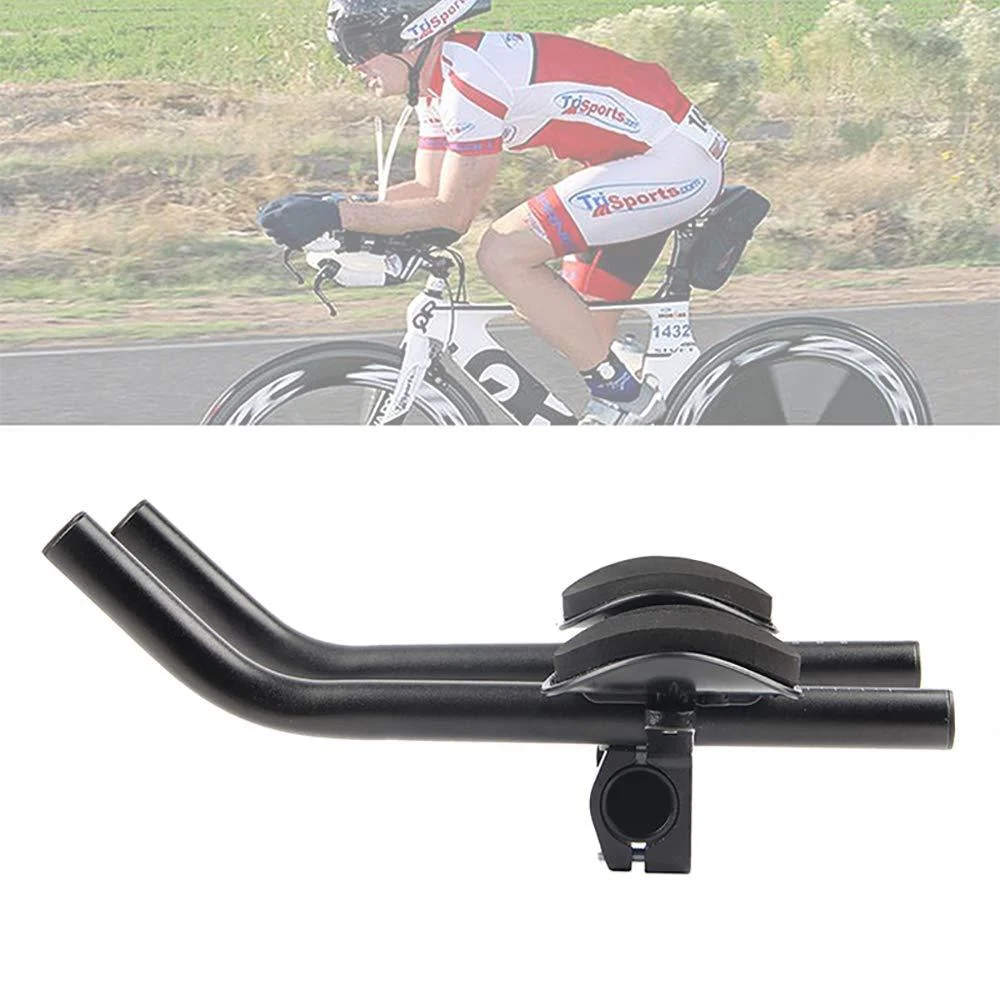 DRCKHROS Aero Bars,Bicycle Bike Armrest Handlebars TT Rest Bar Aluminum Alloy Black for Mountain Road Bicycle Bike Racing Handlebars