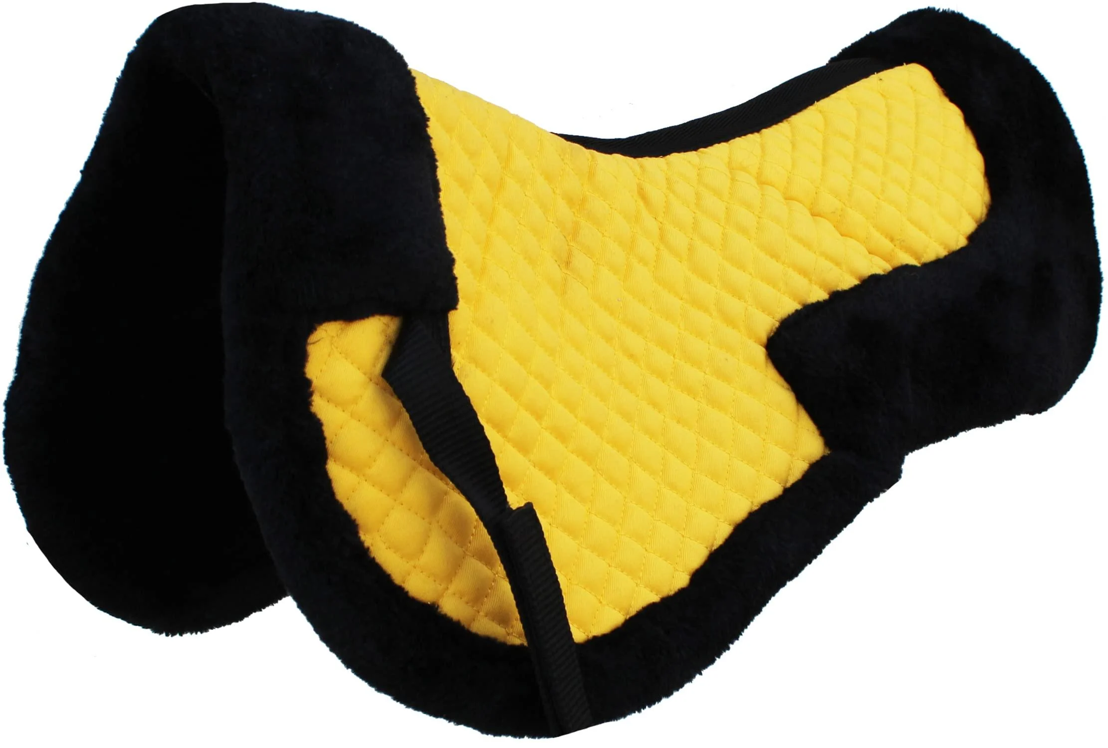 CHALLENGER 23" x 22" Horse English Saddle Contoured Quilted Fleece Lined Half Pad 72130v Yellow