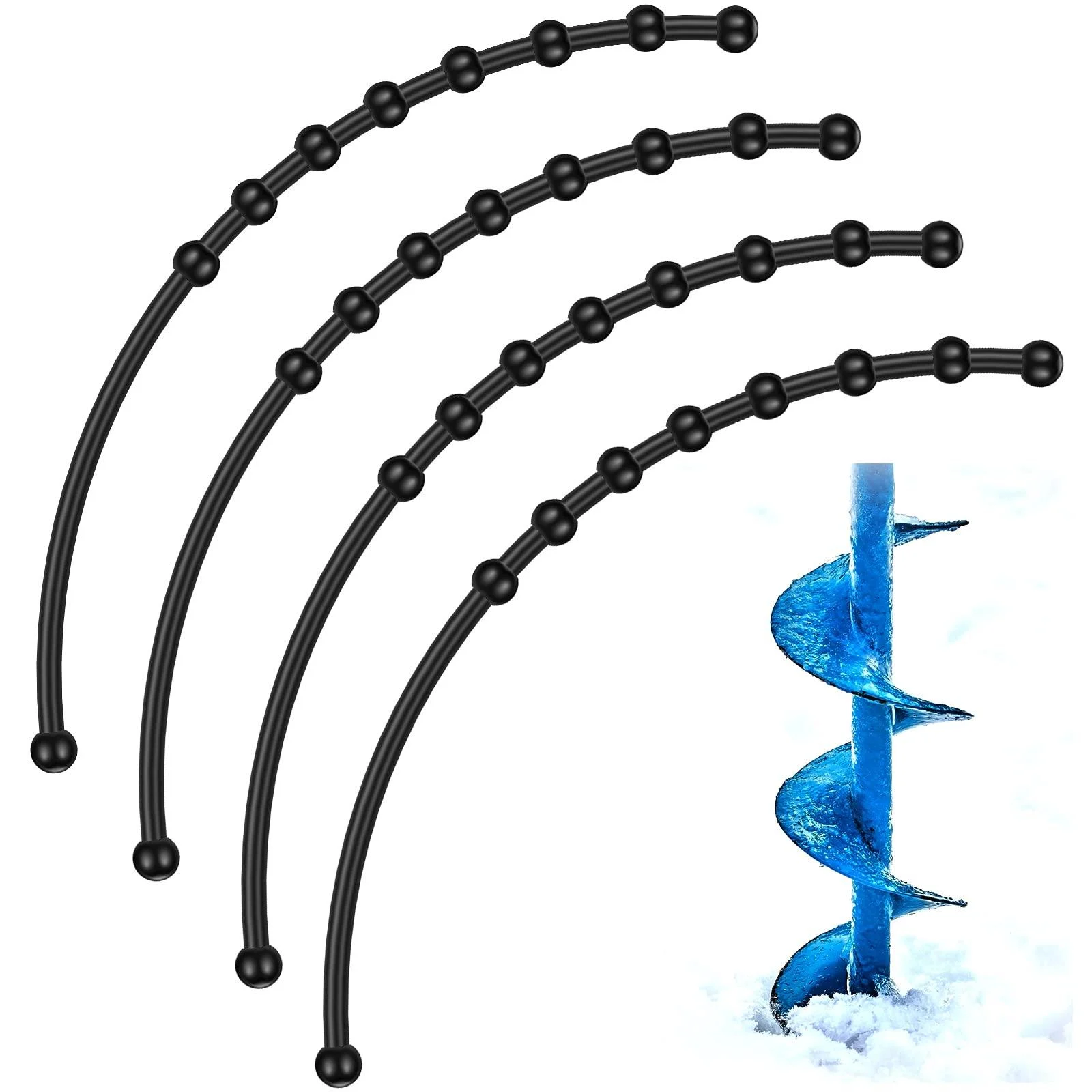 4 Pcs Hand Auger Blade Protectors Rubber Guard Strap for Power and Hand Ice Augers Winter Ice Fishing - Hungdao
