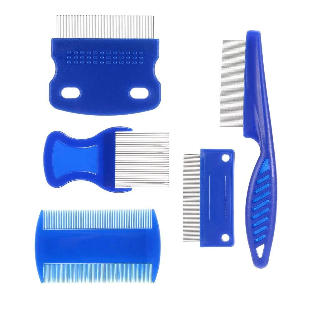 Moguer 5 Pack Pet Dog Cat Flea Comb Tear Eye Stain Remover Combs Hair Brush Effectively Clean Removes Tangles Dirt Fleas Lice Ticks for Pets Hair Comb