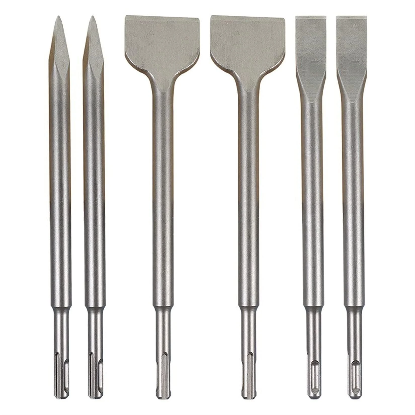 findmall 6-Piece SDS Plus Chisel Set, 40Cr Steel Concrete Drill Bit Set, Rotary Hammer Bits Chisel Set Including Point Chisel, 20mm Flat Chisel, 40mm Flat Chisel
