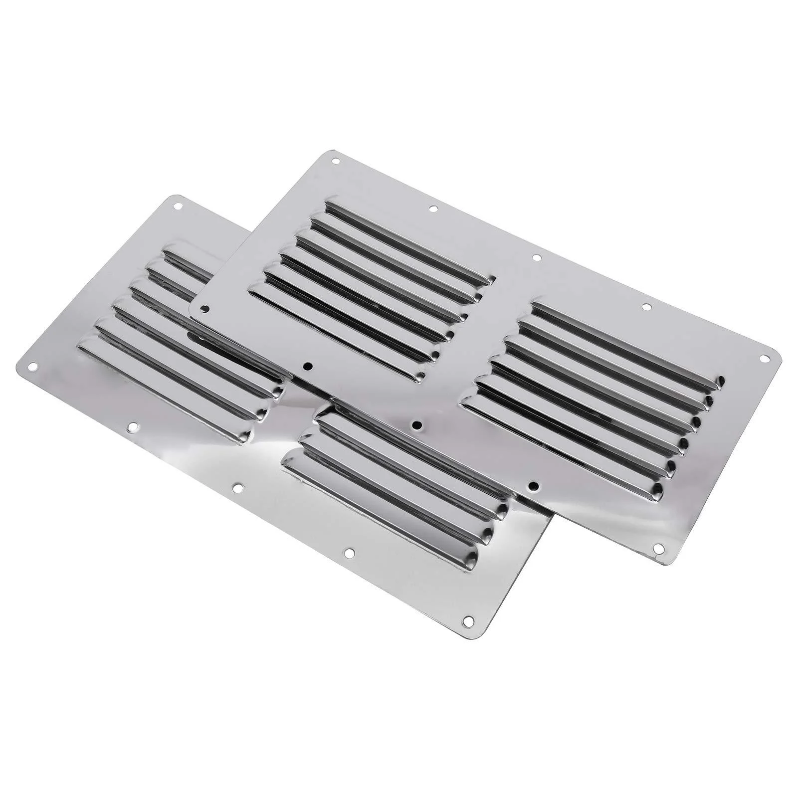 YaeMarine Stainless Steel 2-Pack 4-1/2" x 9" Stamped Louvered Vent Rectangular Boat Marine Yacht Vent Cover Hardware Fitting