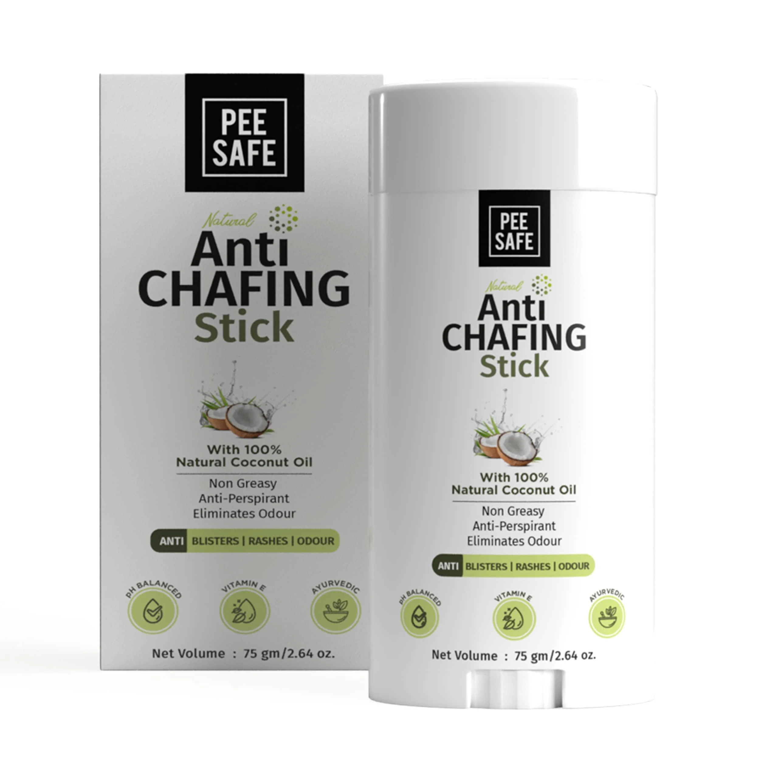 PEESAFE Natural Anti Chafing Stick | Chub rub | Anti Chafe Balm | Anti Chafing Cream | Anti Blister | Anti Sweat | Anti Rashes | Cruelty Free | Itching | Chafing Relief | Paraben & Silicone Free(75g)