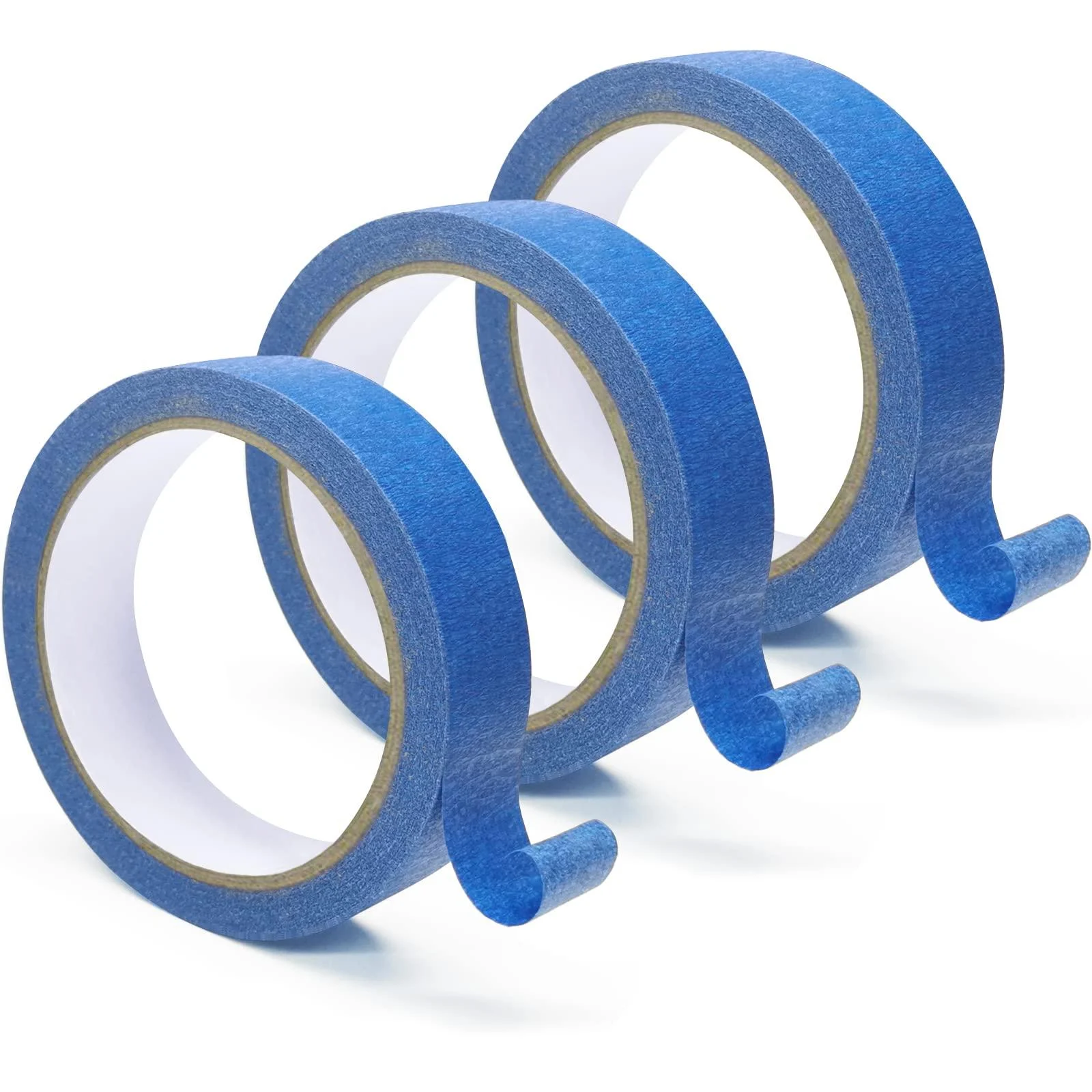 3 Rolls Blue Painters Tape Multi-Surface Medium Adhesive Paint Tape Blue Masking Tape for DIY Crafts Arts Decorations Safe Wall Painting Labeling Edge Finishing - 1 inch x 22 Yards (66FT)