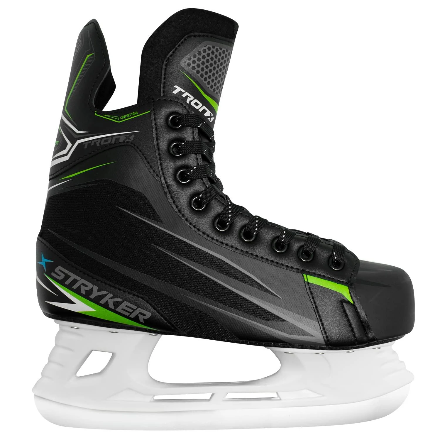 TronX Stryker Soft Boot Senior Men Boys Kids Ice Hockey Skates - All Adult and Junior Sizes - Great for Recreational Skating Skate Size 7 (Shoe Size 8.5)