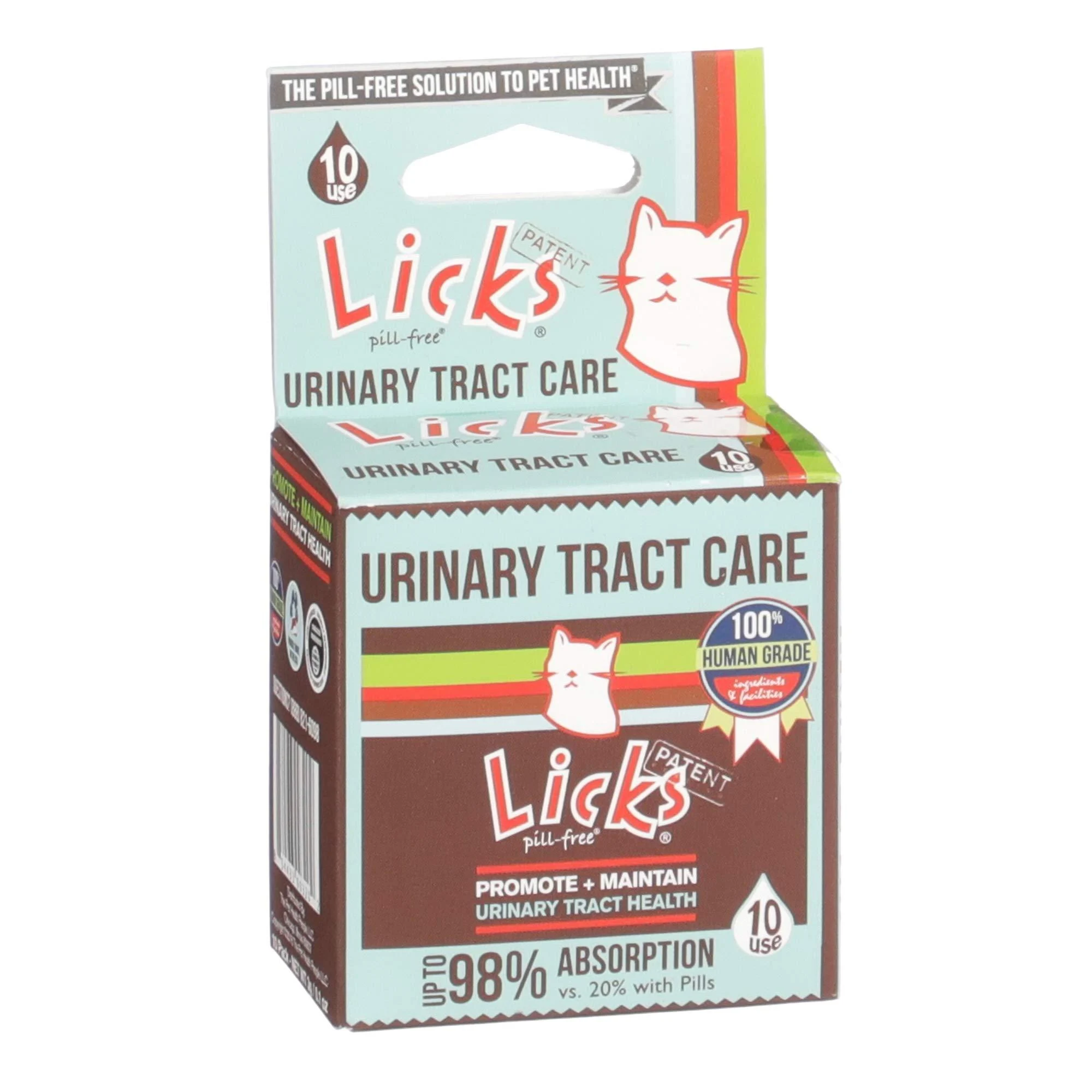 Licks Pill-Free Cat Urinary Tract Care - Cat UTI Care and Prevention Gel Packets - Urinary Tract Infection Supplement for Cats - Omega 3 Fish Oil and L-Lysine Supplement - Gel Packets 10-use