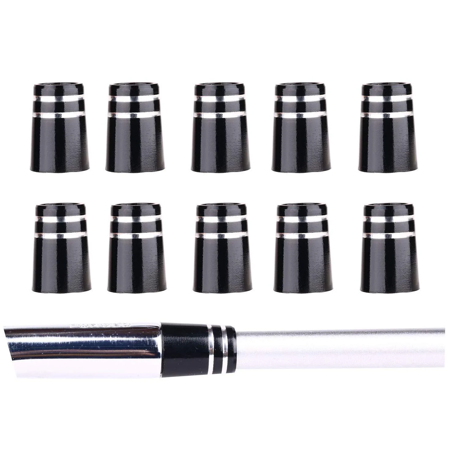 Sword &Shield sports 10Pcs New Black Golf Ferrule .355 for Taper Tip Iron Wedge Bright Silver