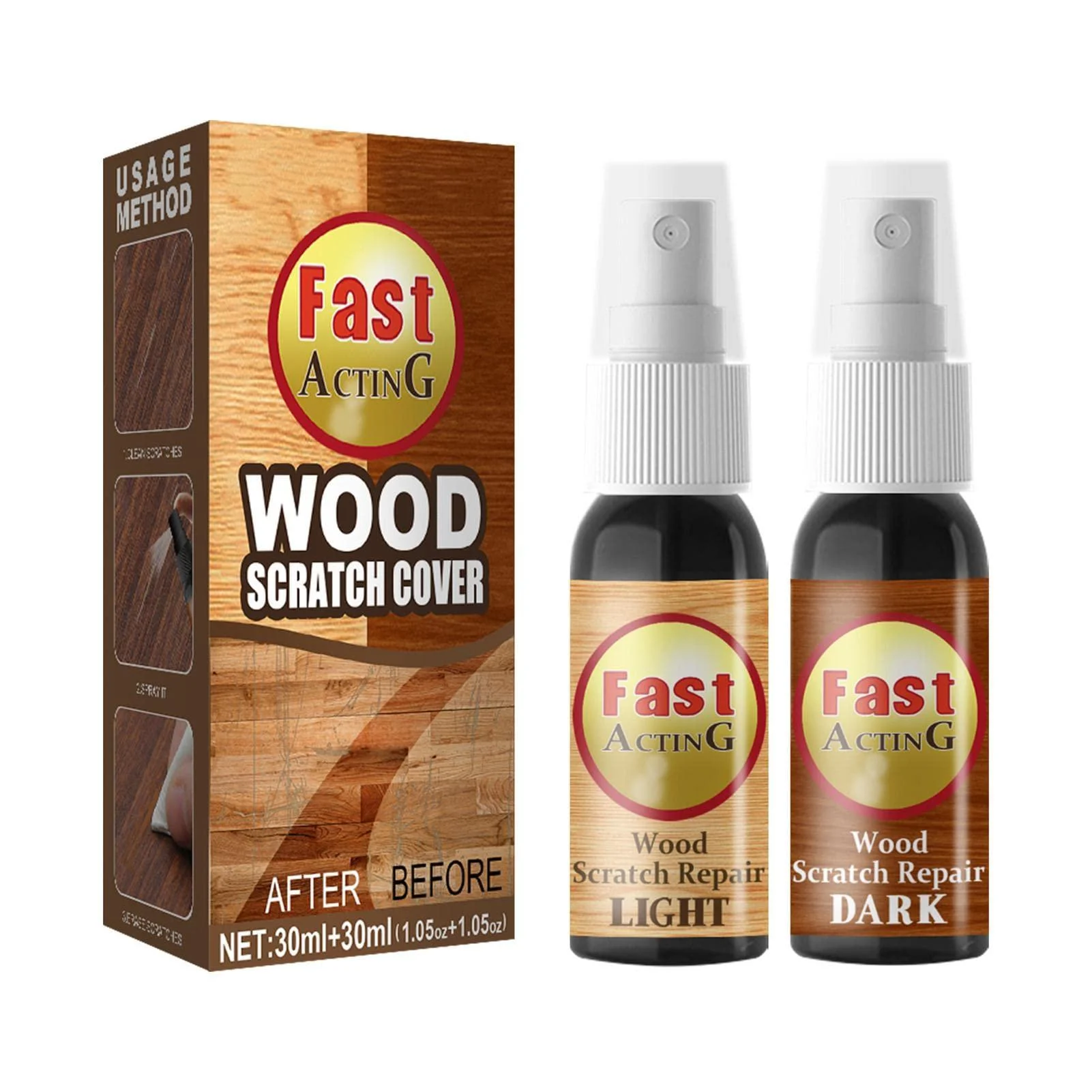 Wooden Scratch Remover 2 Furniture Polisher Furniture Polish Waxing Refinishing Wood Floor Scratch Remover Fast Acting Scratch Repair Spray - xiaoguozi