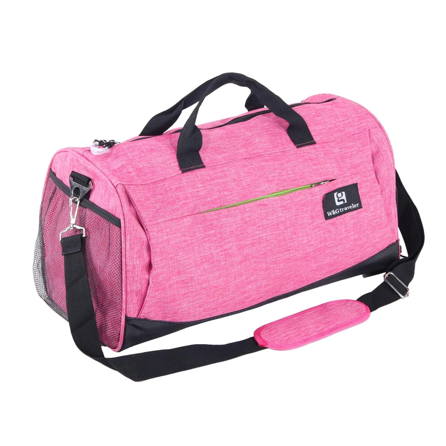 Sports Gym Bag with Wet Dry Pocket, Shoe Pocket & Water Bottle Holder, Travel Duffel Bag for Men Women, Athletic Fitness Bag, Multi Pockets, Pink - W&G traveler