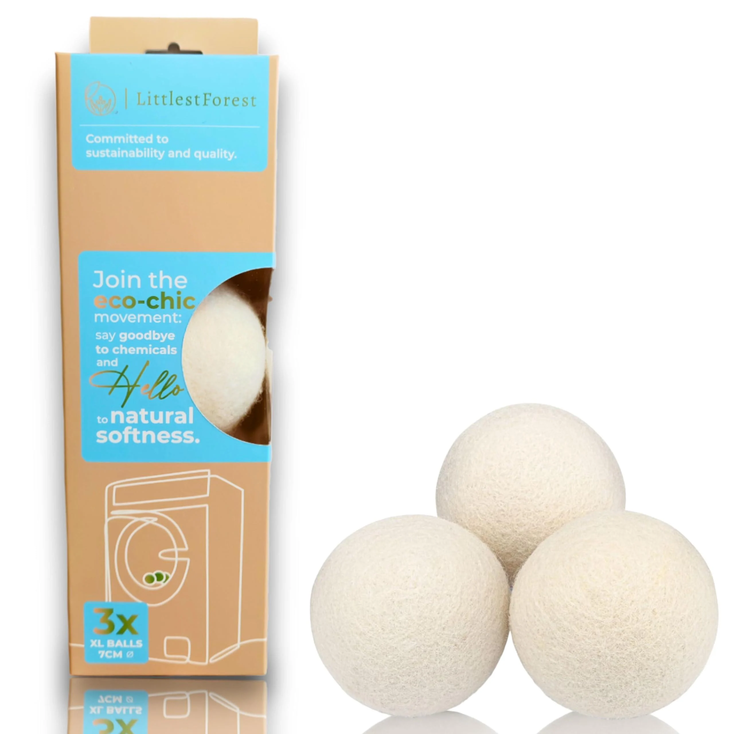 Wool Dryer Balls Laundry Reusable Anti Static Natural Fabric Softener. Organic XL Hypoallargenic Made with 100% New Zeland Wool. Pet Lint Hair Catcher Helper - littlestforest
