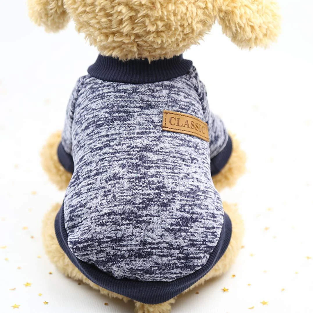 Pet Dog Cat Sweater Warm Dog Sweater Cat Clothes Fleece Pet Coat for Puppy XXL Navy Blue - SMDARROY