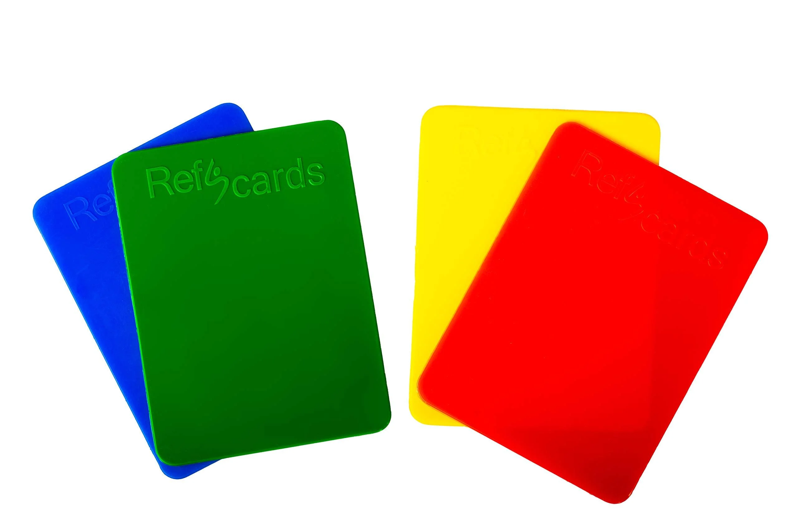 RefStuff RefScards Soccer Referee Red and Yellow Cards Caution and Dismissal Cards (Pack of 4 inc Blue & Green) - RefStuff RefScorer
