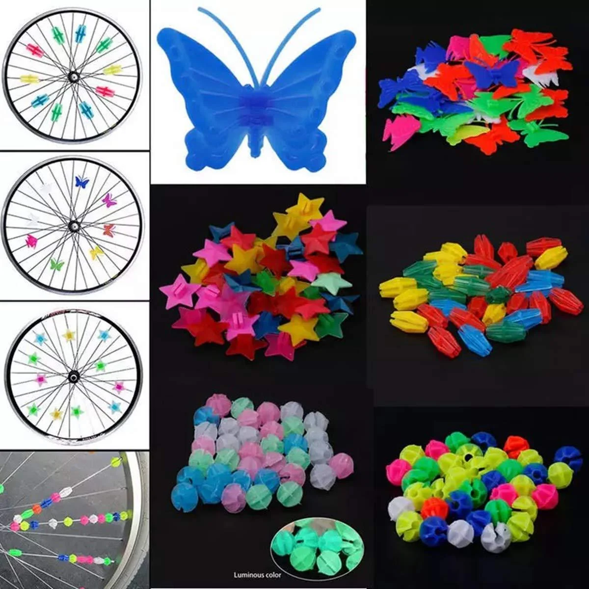 170 Pieces Bike Wheel Spokes Bicycle Spoke Beads Clip Kids Bike Decoration Accessories - Face More