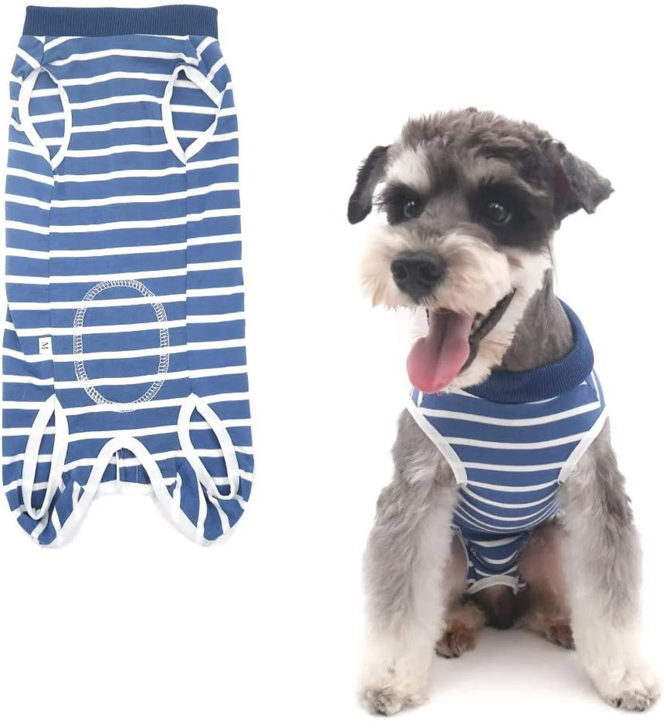 Tineer Dog Recovery Suit Abdominal Wound Protector Puppy Skin Diseases Vest Clothes Pet After Surgery Wear E-Collar Alternative for Small Medium Large Cats Dogs (XXXL Blue Stripe) XXXL Blue Stripe