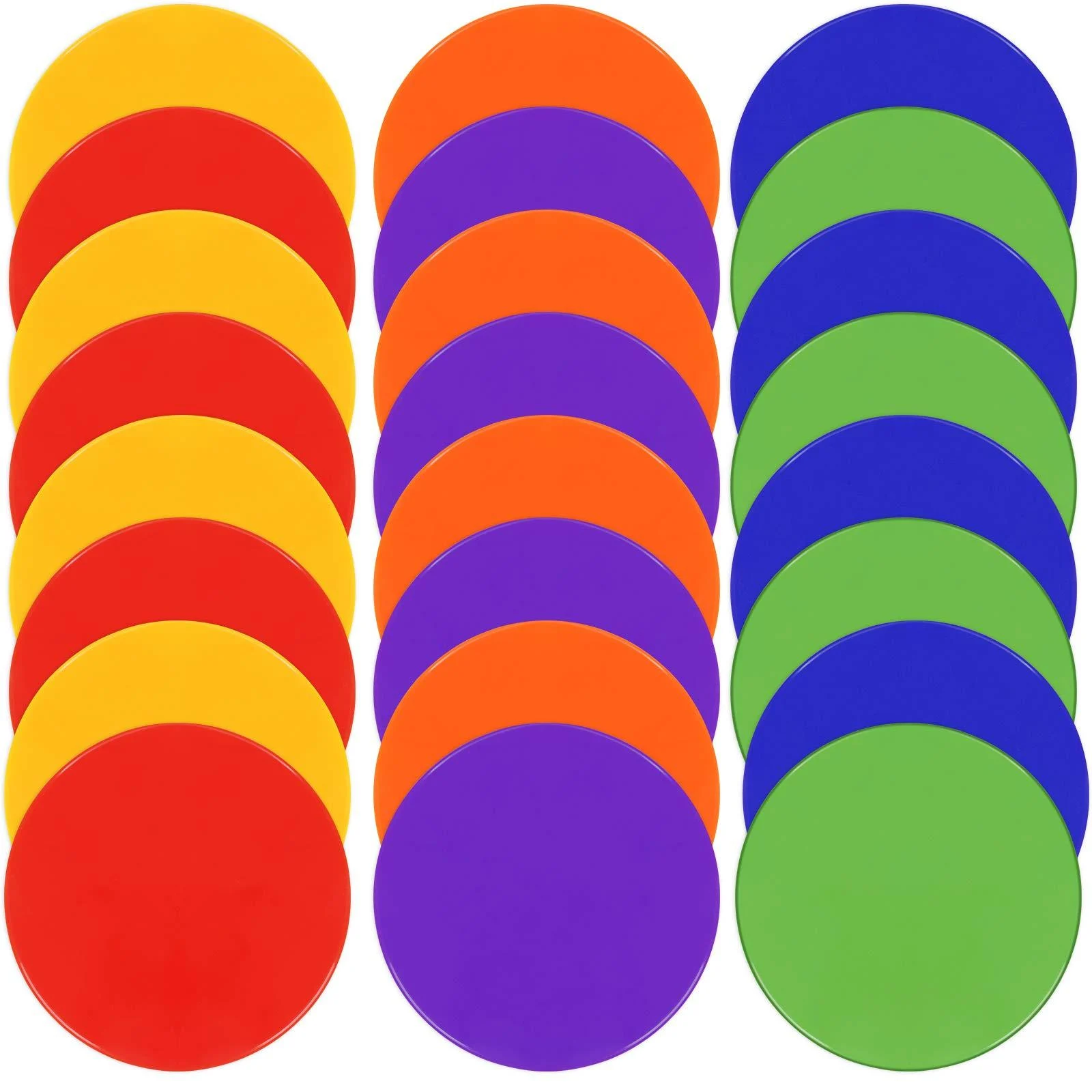 TuXHui Spot Markers Rubber Floor Dots 9 Inch 24Pcs 30Pcs Non Slip Agility Dots Flat Field Cones Circles for Kids Sports Soccer Basketball Training, Gym Training, Preschool Kindergarten Classroom 9inch 24pcs 6 colors