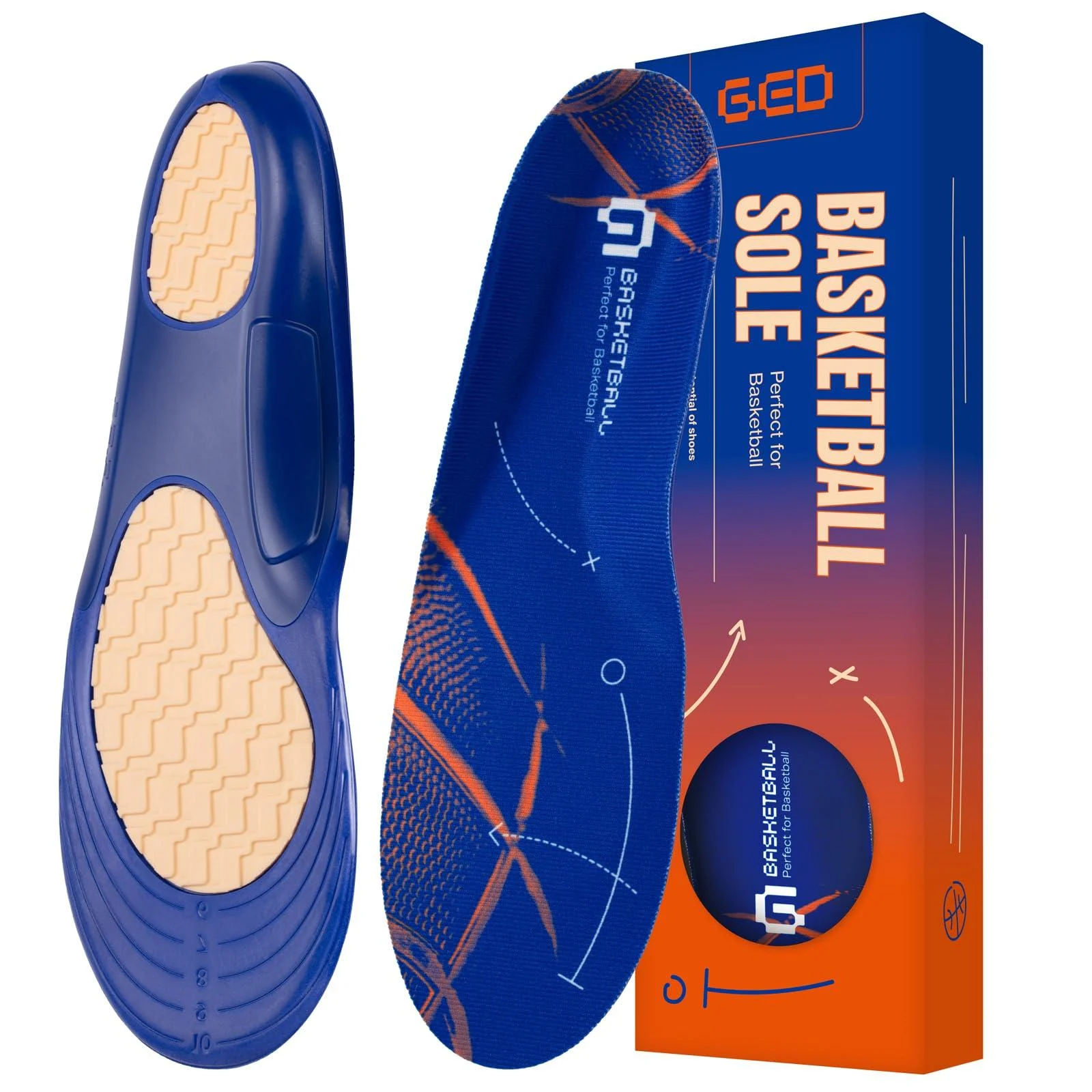 Basketball Shoe Insoles for Men - GED Sports Inserts for Plantar Fasciitis Relief Arch Support and Athletic Activity - Orthotic Inserts for Arch Support. Extra Cushioning (US 11-11.5) Basketball Sole Men(US 11-11.5)