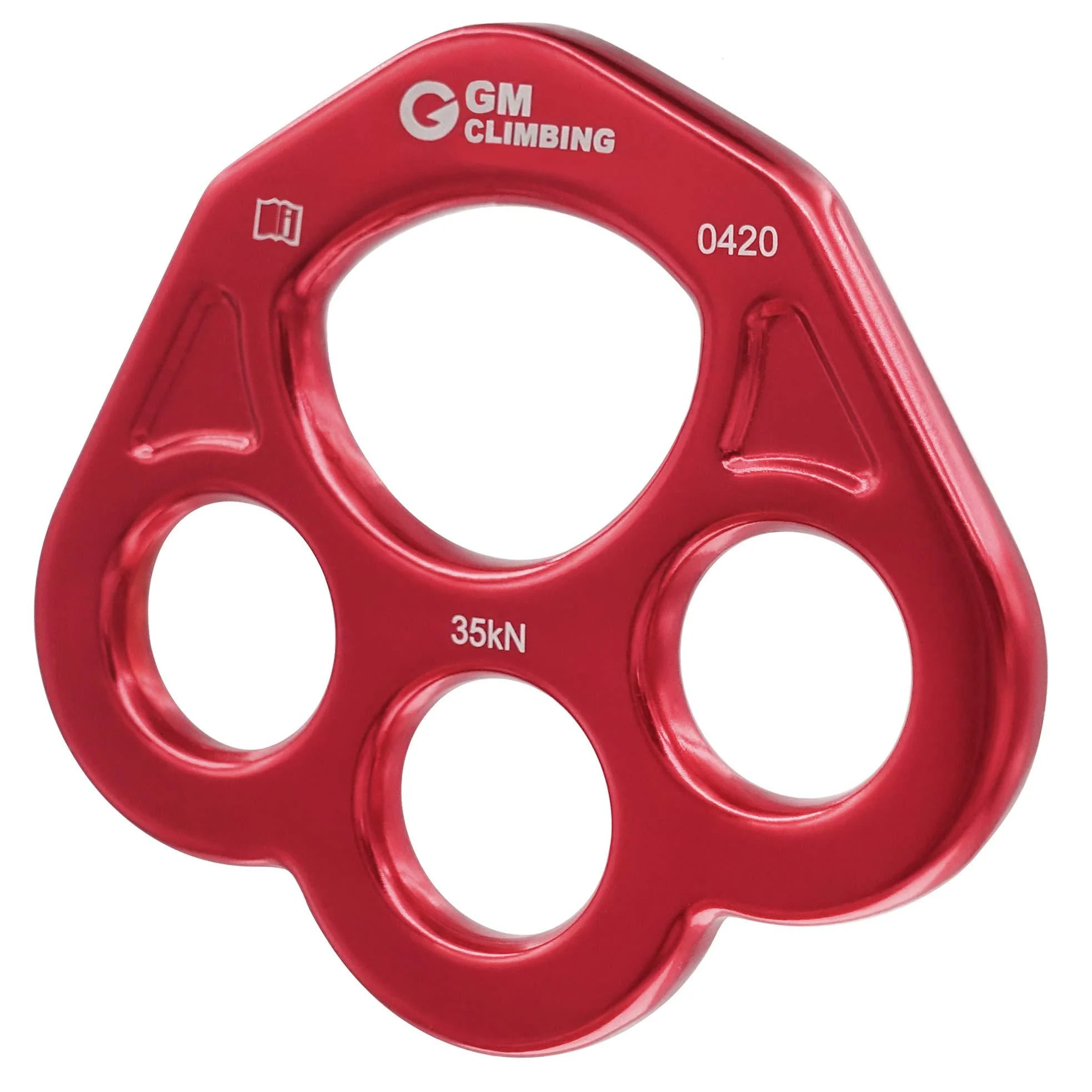 GM CLIMBING 35kN Rigging Plate Bear Paw Anchor Multipliers Rope Friendly Red (One Unit)