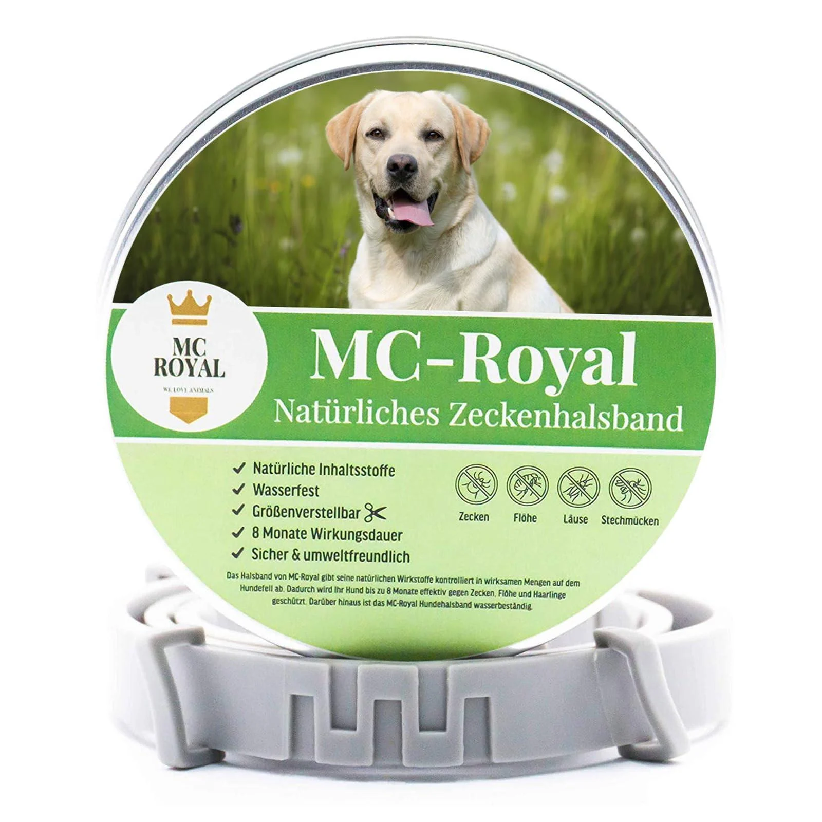 MC -Royal tick collar for dogs - effective protection against vermin - waterproof and adjustable - up to 8 months of tick protection with 100% natural ingredients