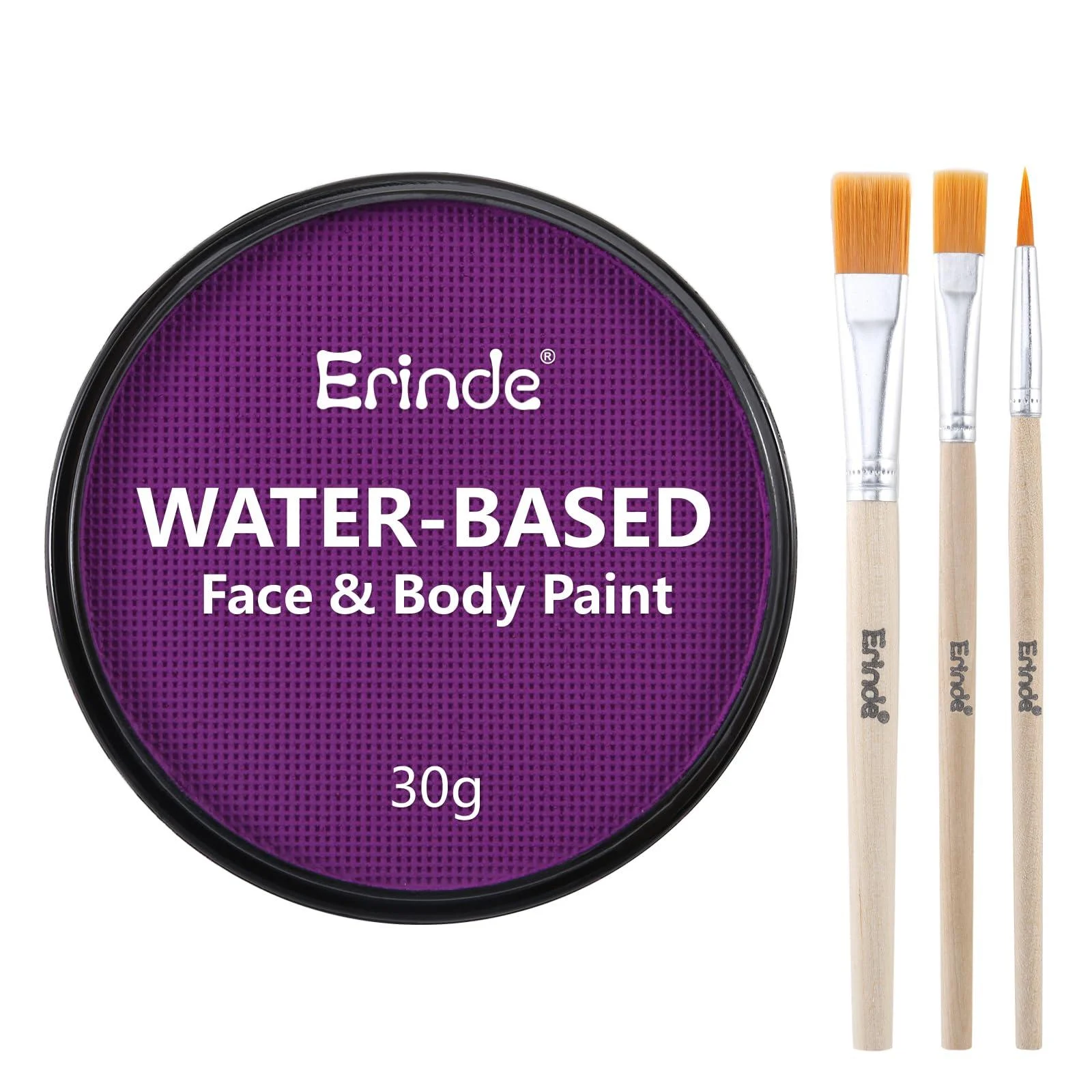 Erinde Purple Face Body Paint Professional Water Based Face Painting Kit for Kids & Adults Non Toxic Water Activated Single Cake Face & Body Paint Makeup Supplies for Halloween Cosplay SFX 30g