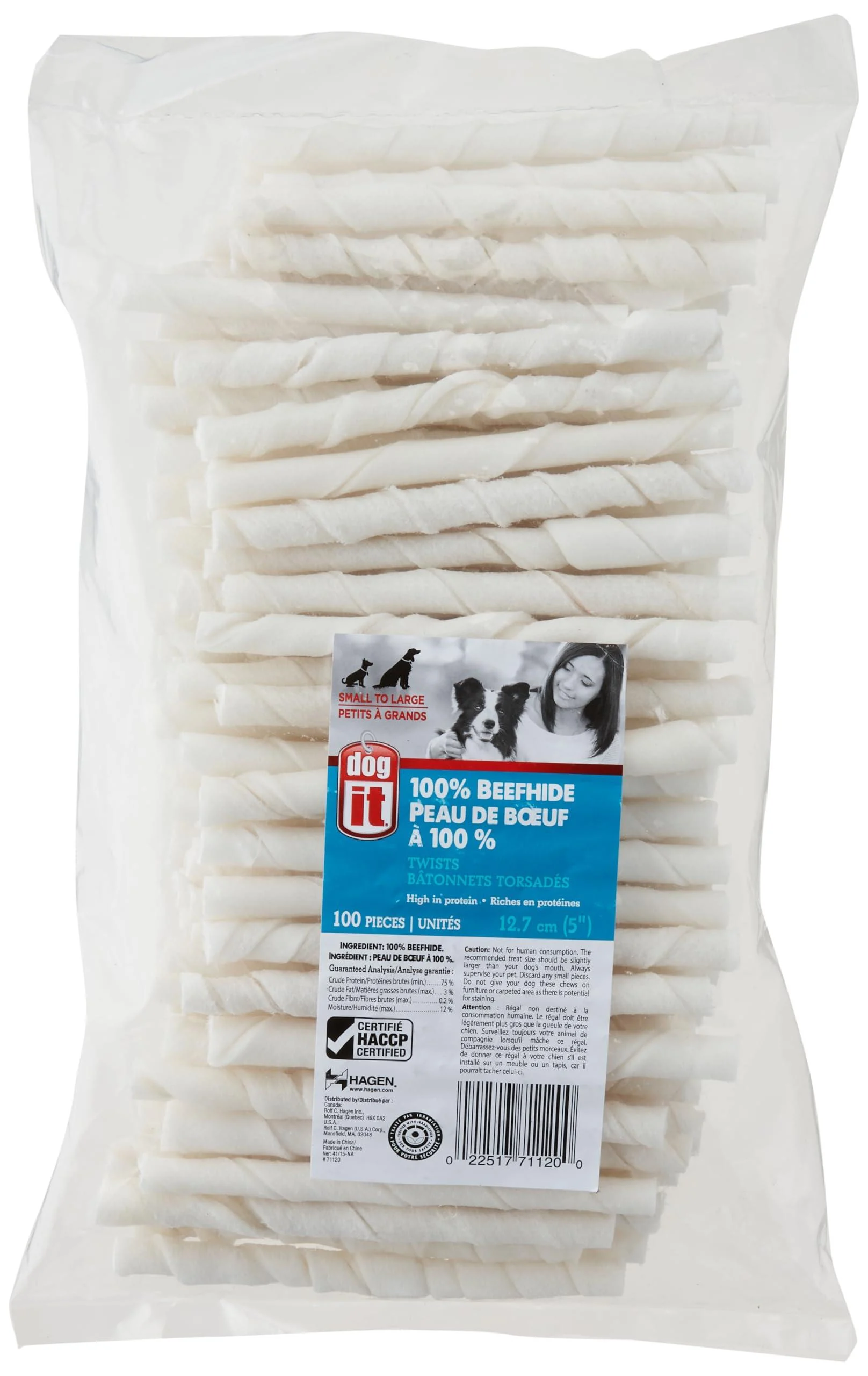 Dogit White Natural Beef Hide Chew Stick 10mm X 12.5cm (0.3-0.35-Inch X 5-Inch) 100 Pack 1 count (Pack of 1) Chew Stick