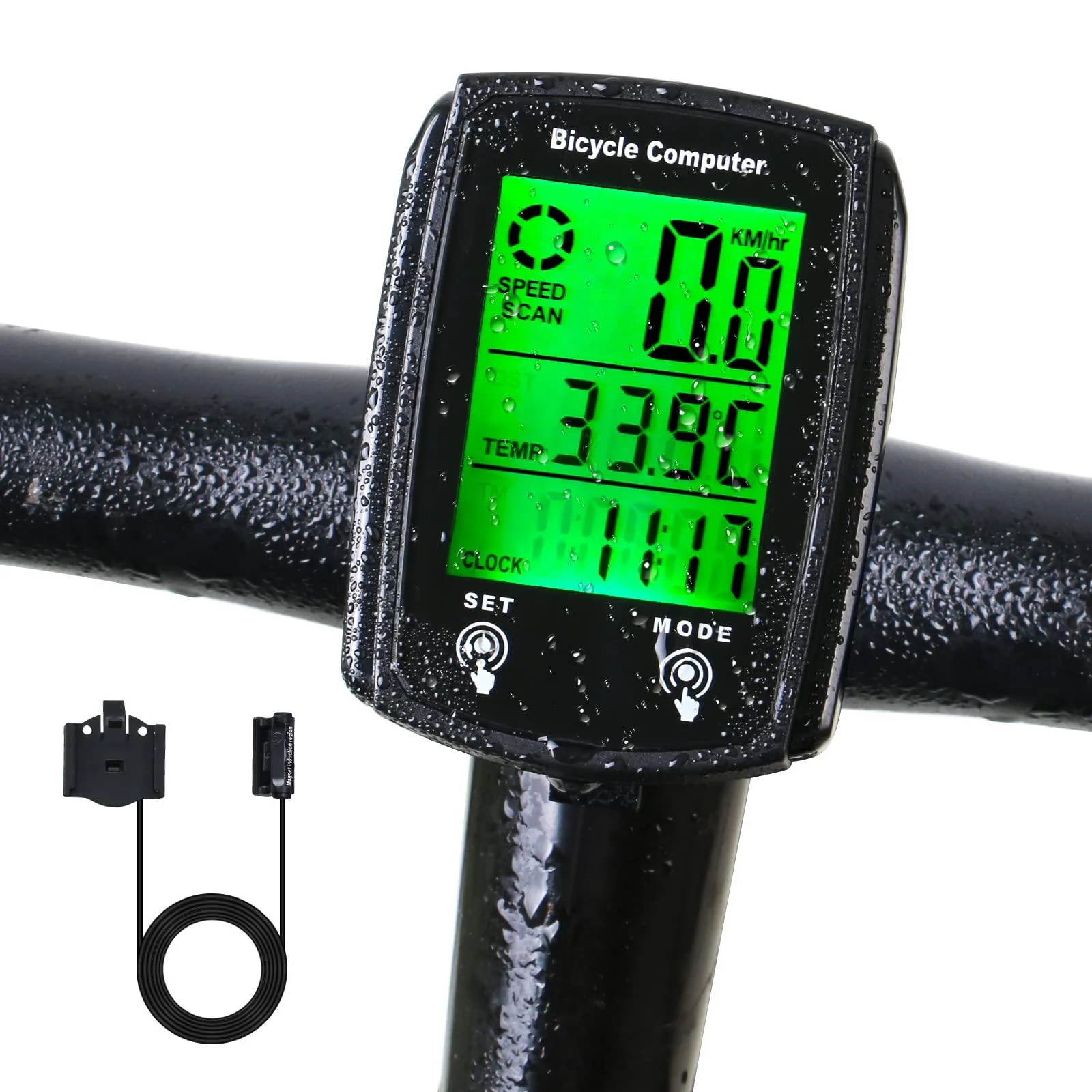Wired Bike Computer,MPH KM/H Bicycle Computer,Digital LCD Backlight Display Bike Speedometer,Waterproof Cycling Computers Odometer - Meecoo Spring