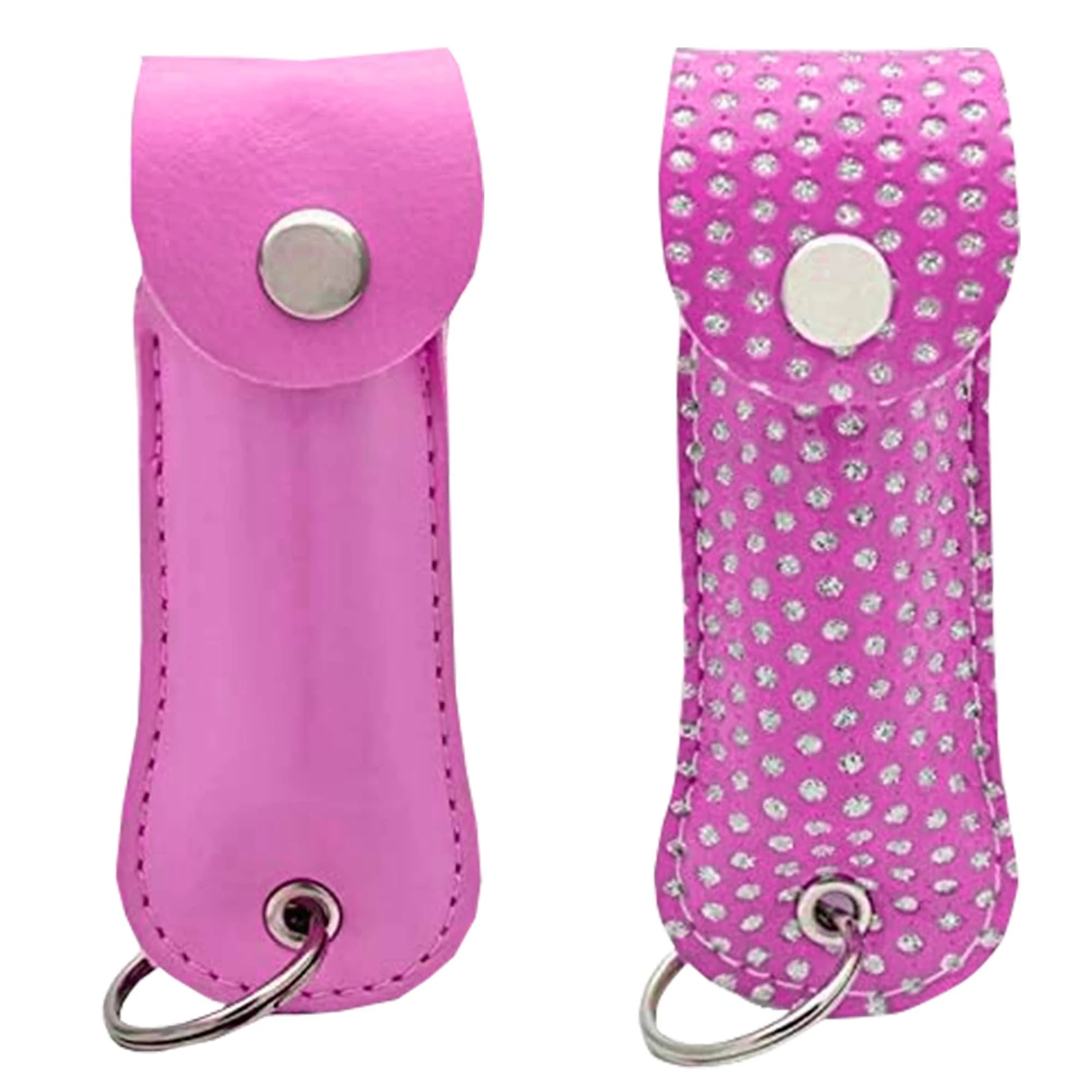 Wholesale Lot Pepper Spray Maximum Strength 1/2 oz Compact Size Police Grade Formula Best Self Defense Tool for Women with Leather Case Pink/PinkBling (2 PC) - FIGHTSENSE