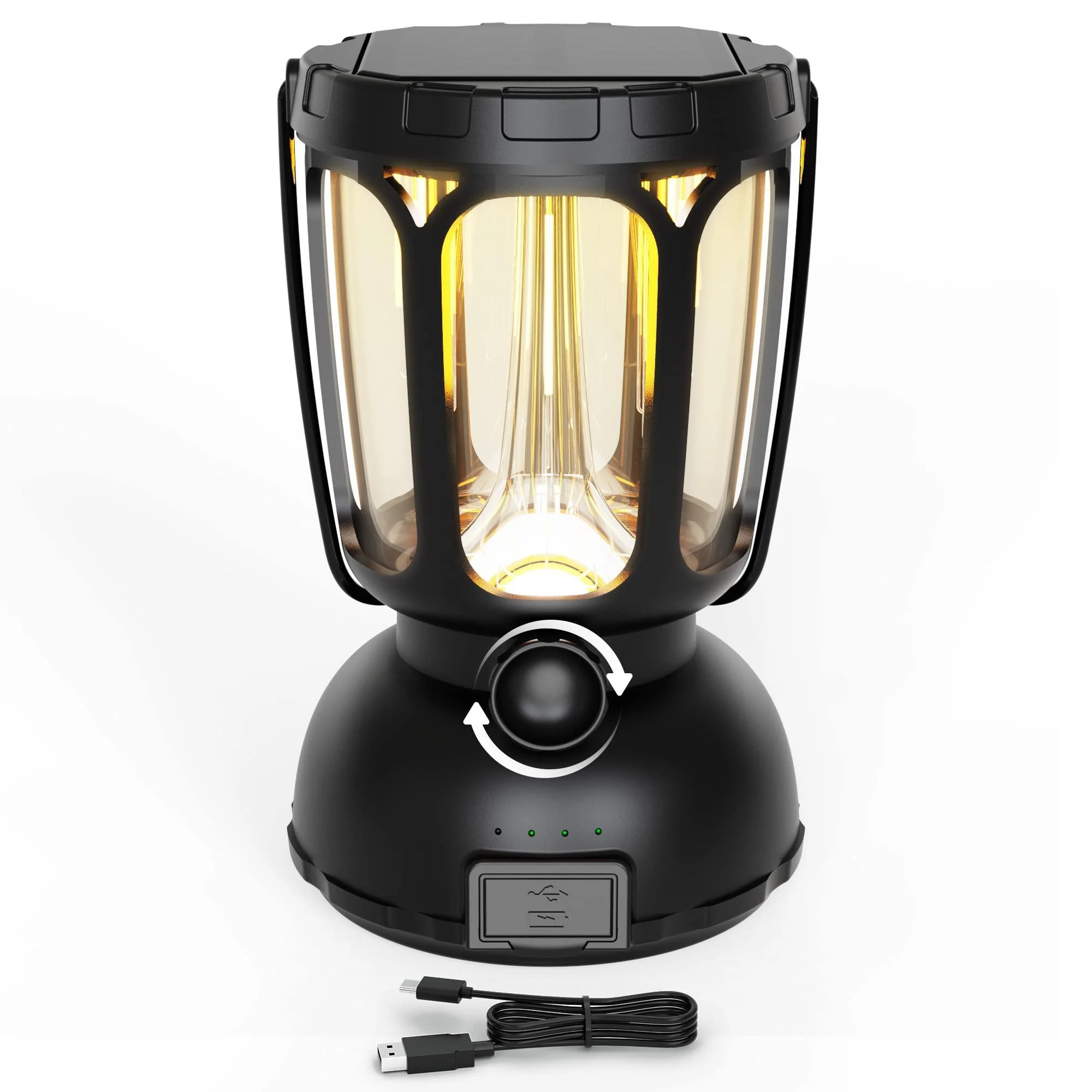 LED Camping Lantern Rechargeable,650 Lumens,3 Light Modes,6000mAh Power Bank,IPX4 Waterproof,Stepless Dimming Solar Hand Crank Lantern Flashlight for Power Outage,Hurricane Emergency,Hiking,Home - Mesqool