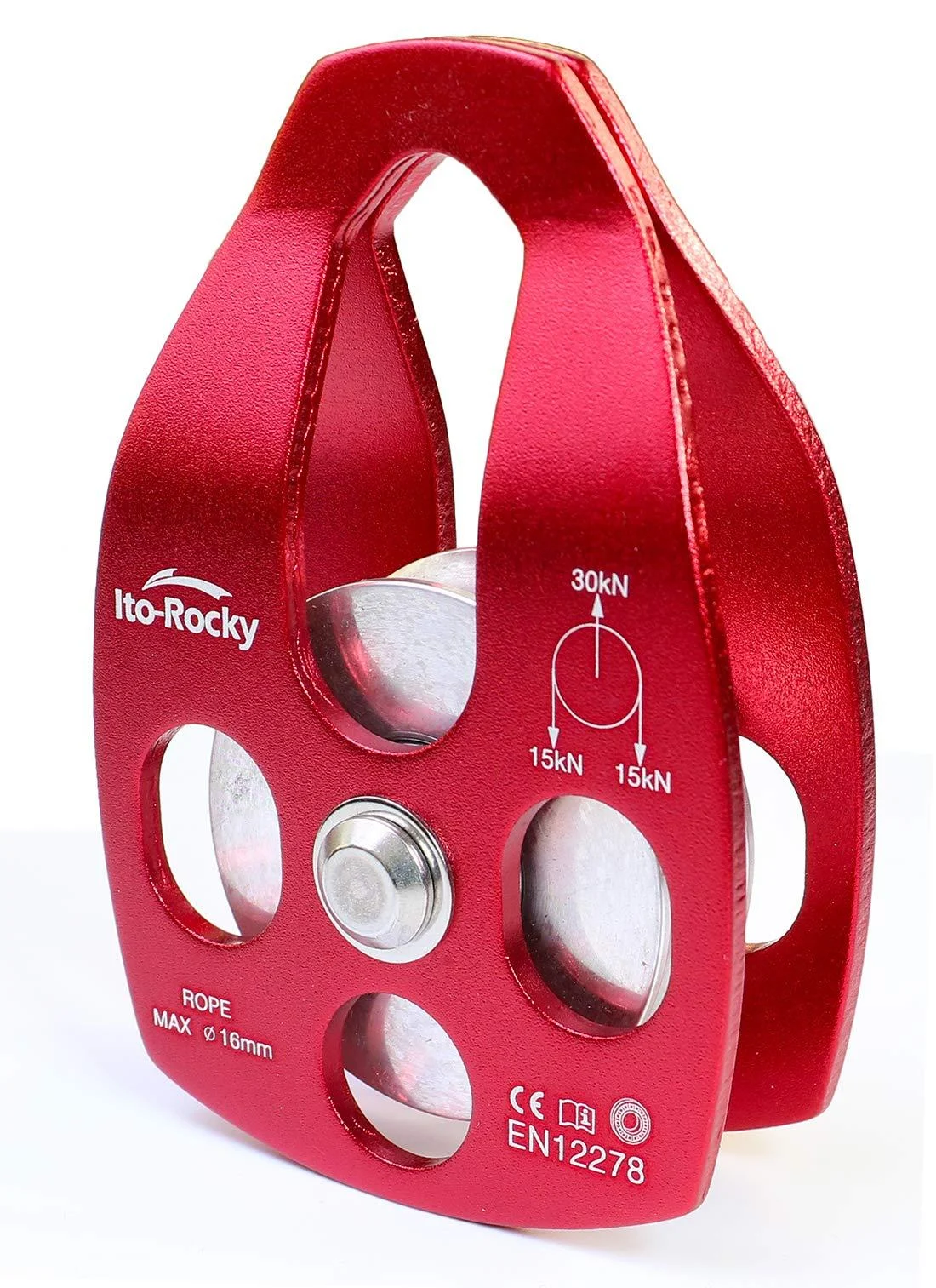 Ito Rocky 30kN & 32kN CE Certified Large Rescue Pulley Single & Double Sheave with Swing Plate Red