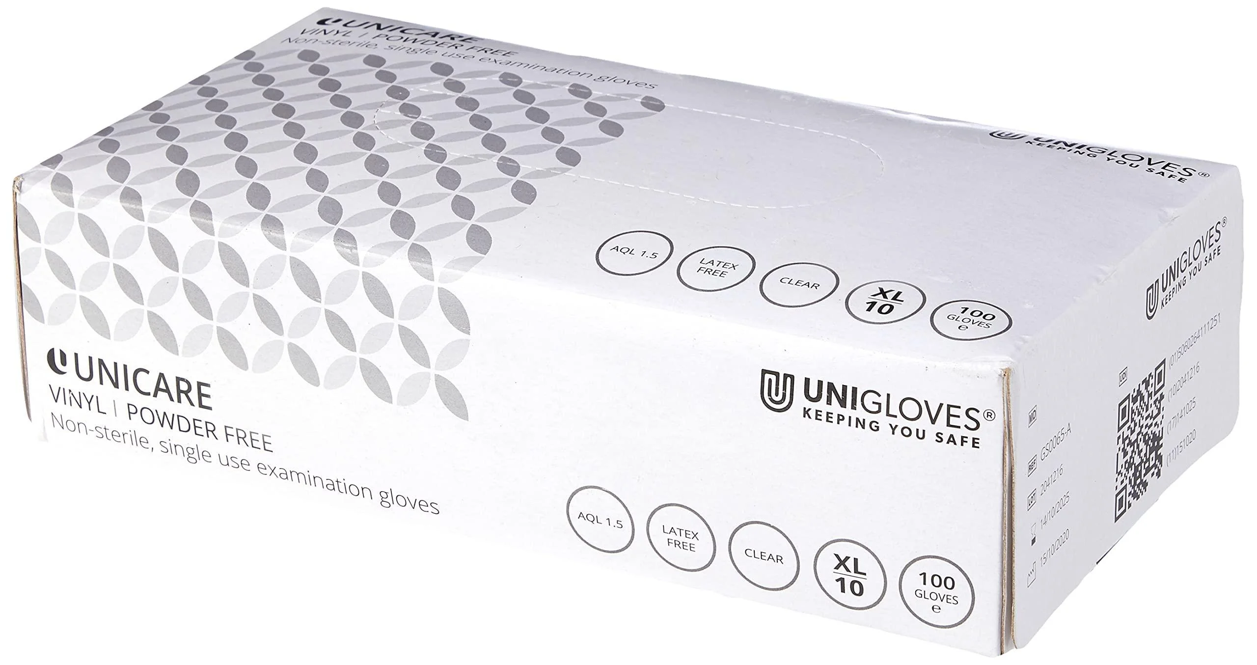 Unigloves Unicare Clear Vinyl GS0065-A Examination - Multipurpose Powder Free and Latex Free Disposable Gloves Box of 100 Gloves Clear Extra Large