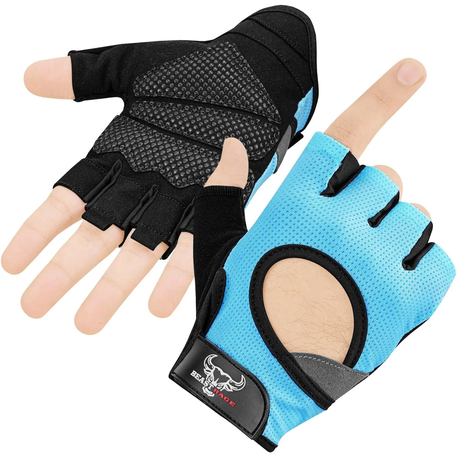 Beast Rage Weightlifting gloves for men and women gym gloves for crossfit.atmungs active slippery silicone padded palm of protection training gloves for weightlifting s aqua