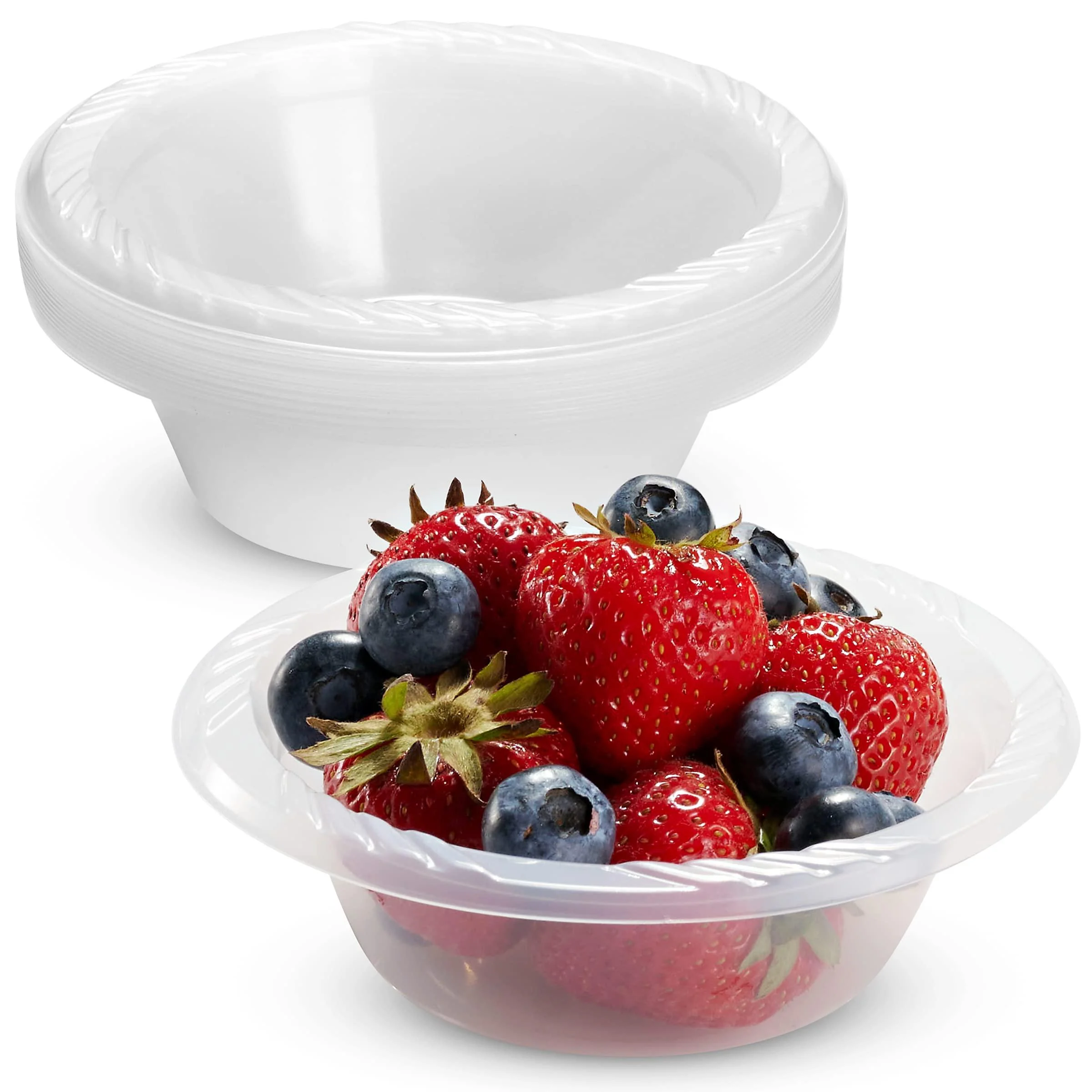 GOURMEX 5oz Plastic Plates Disposable | Clear Party Plates Bulk Disposable Plates | Microwaveable Food Safe BPA Free Disposable Plates (5oz)