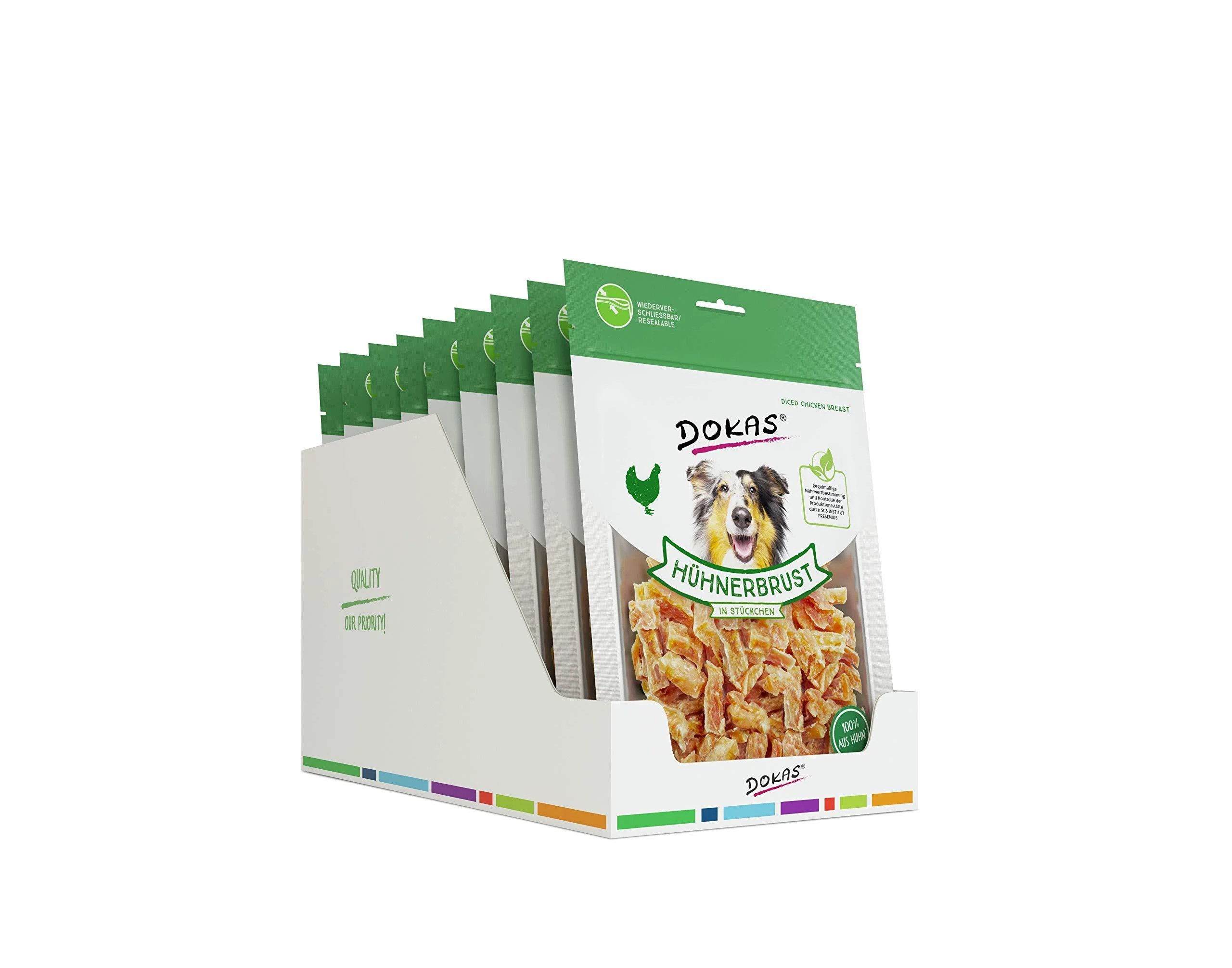 Dogas chicken breast in pieces - gluten -free premium snack in practical size for dogs - ideal for training - 9 x 200 g chicken 200 g (9 Pack)