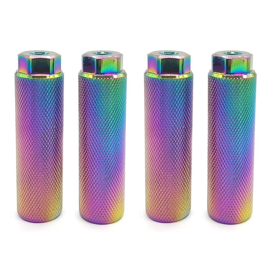 Mantain 4 Pcs Bike Pegs Aluminum Alloy Bicycle Foot Pegs Dazzle Color Surface Anti-Skid Fit 3/8 inch Axles (100 x 28cm)
