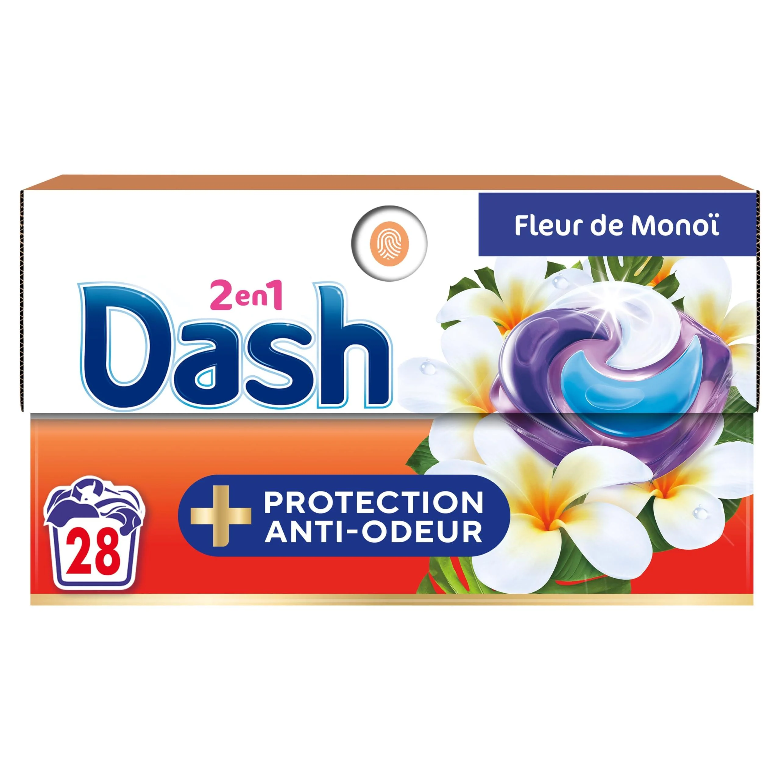 Dash 2-in-1 Pods Laundry Capsules 112 Washes (4 x 28 Tablets) Monoi Flowers Anti-Odour Protection Ultra Cleansing and Lon
