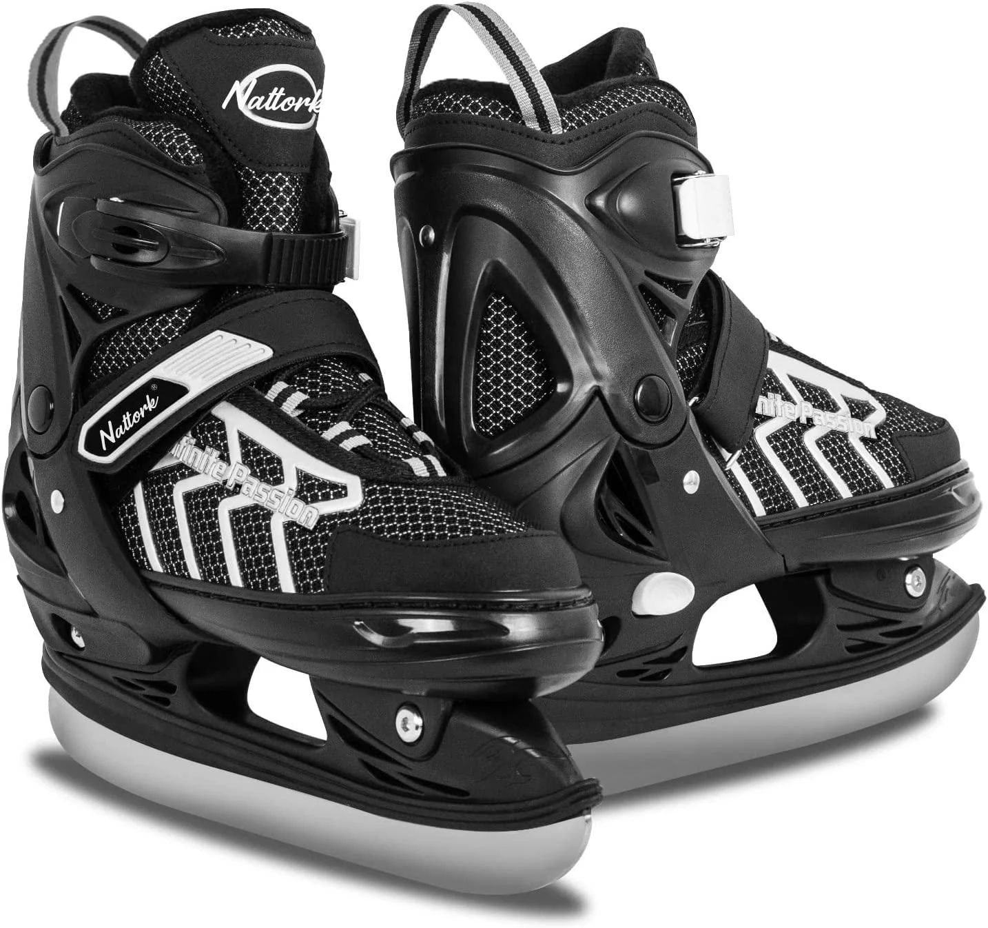 Nattork Adjustable Kids Ice Skate Shoes for Boys, Soft Padding and Reinforced Ankle Support Ice Skate for Men, Fun to Skate! Grey M(1Y-3Y)