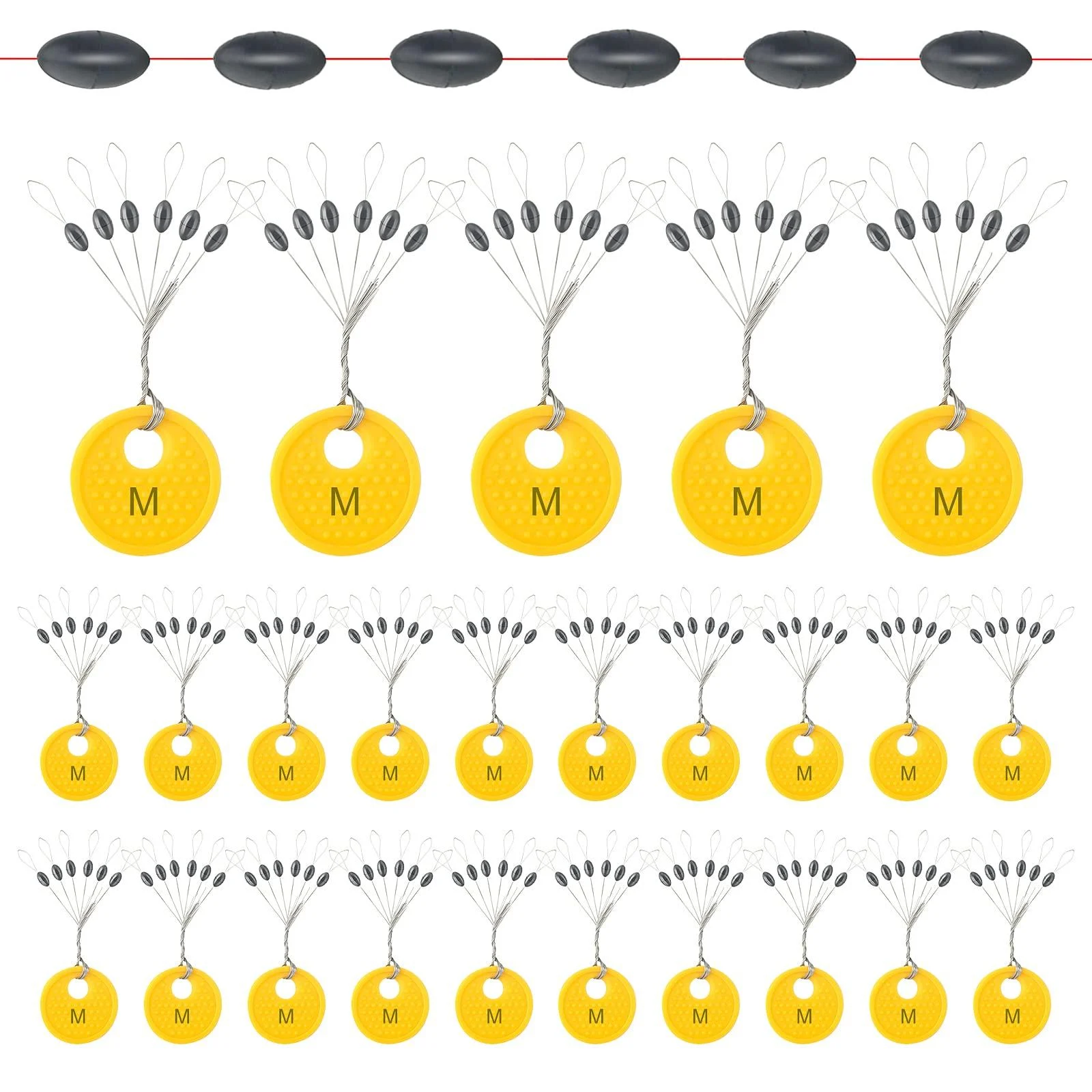 REALURE 150/300 STK Rubberlistopper fishing 6 in 1 rubber pearls fishing small cord stopper fishing trout stoppers fishing for 0.1 0.43mm line stopper fishing and sinker stops oval M 150PCs