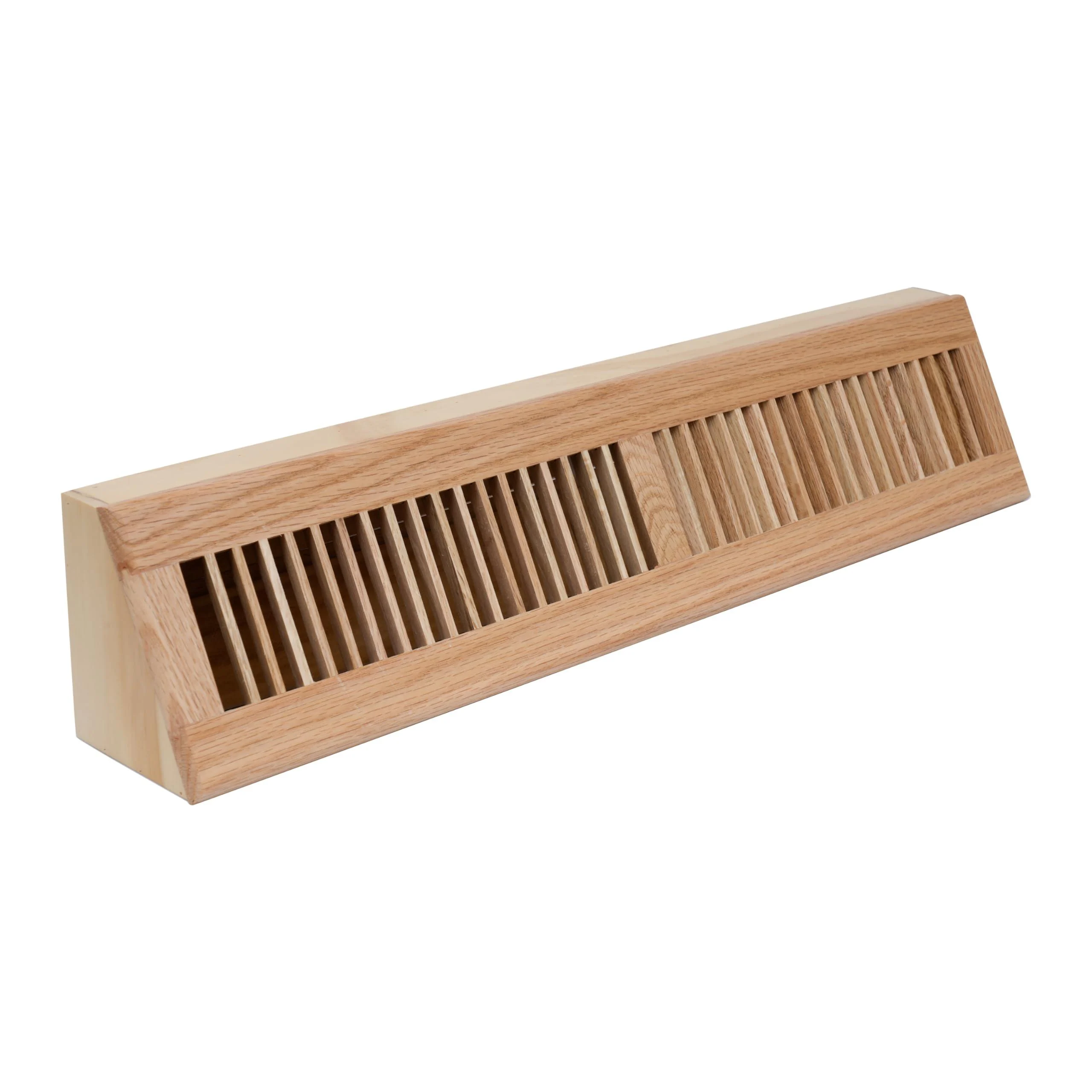 Fits 24" Baseboard Space | Wooden Corner Baseboard Register by Handua | Return Air Grille | 24" External Length Decorative Air Supply Vent Cover | Pre-Finished Natural Red Oak Face Wood Air Diffuser 24 Inch