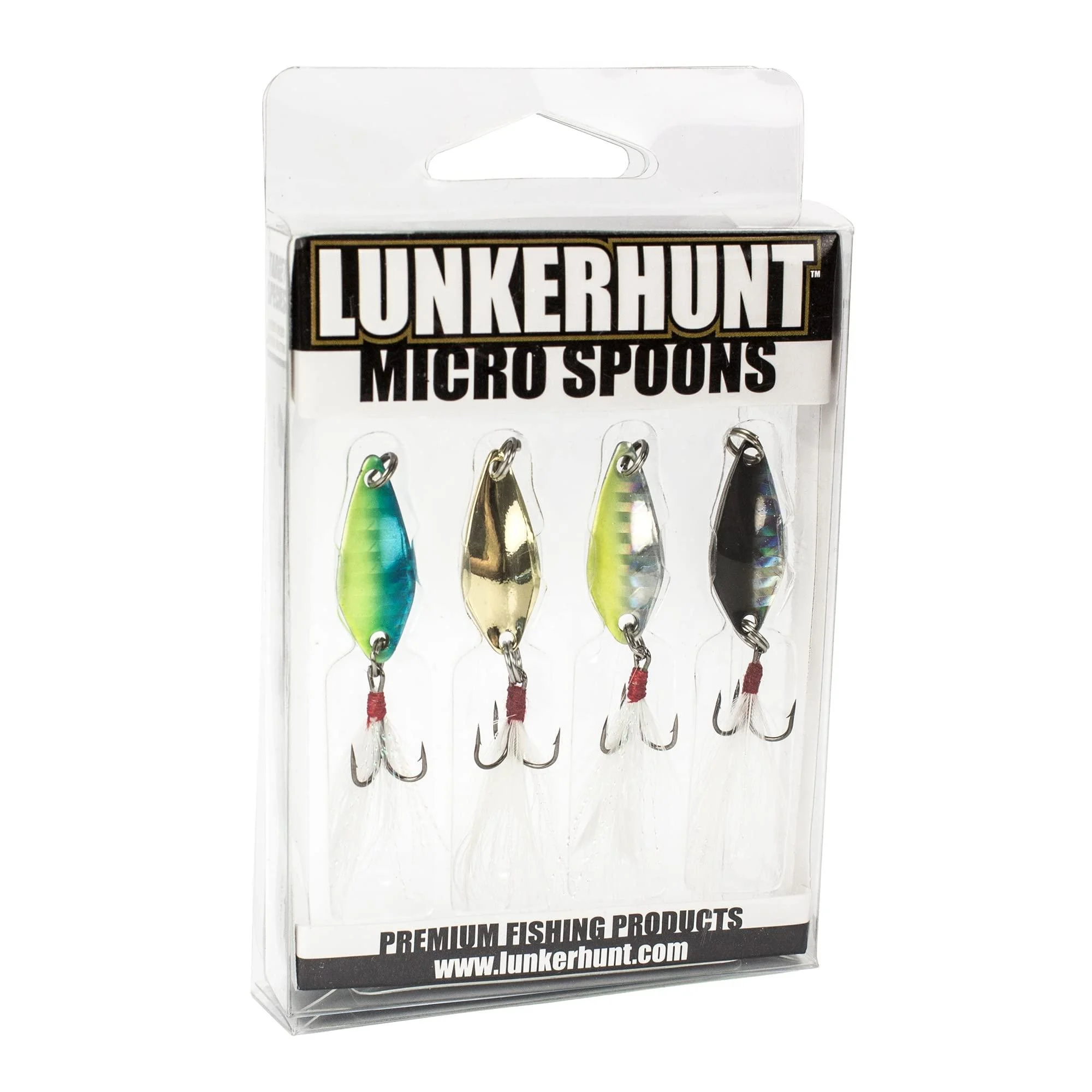 Lunkerhunt Micro Spoon Fishing Lures (4-Pack) | Spoon Fishing Bait Saltwater for Bass Fishing and Trout | Fishing Spoons Lures with Trebles Hooks Feeding