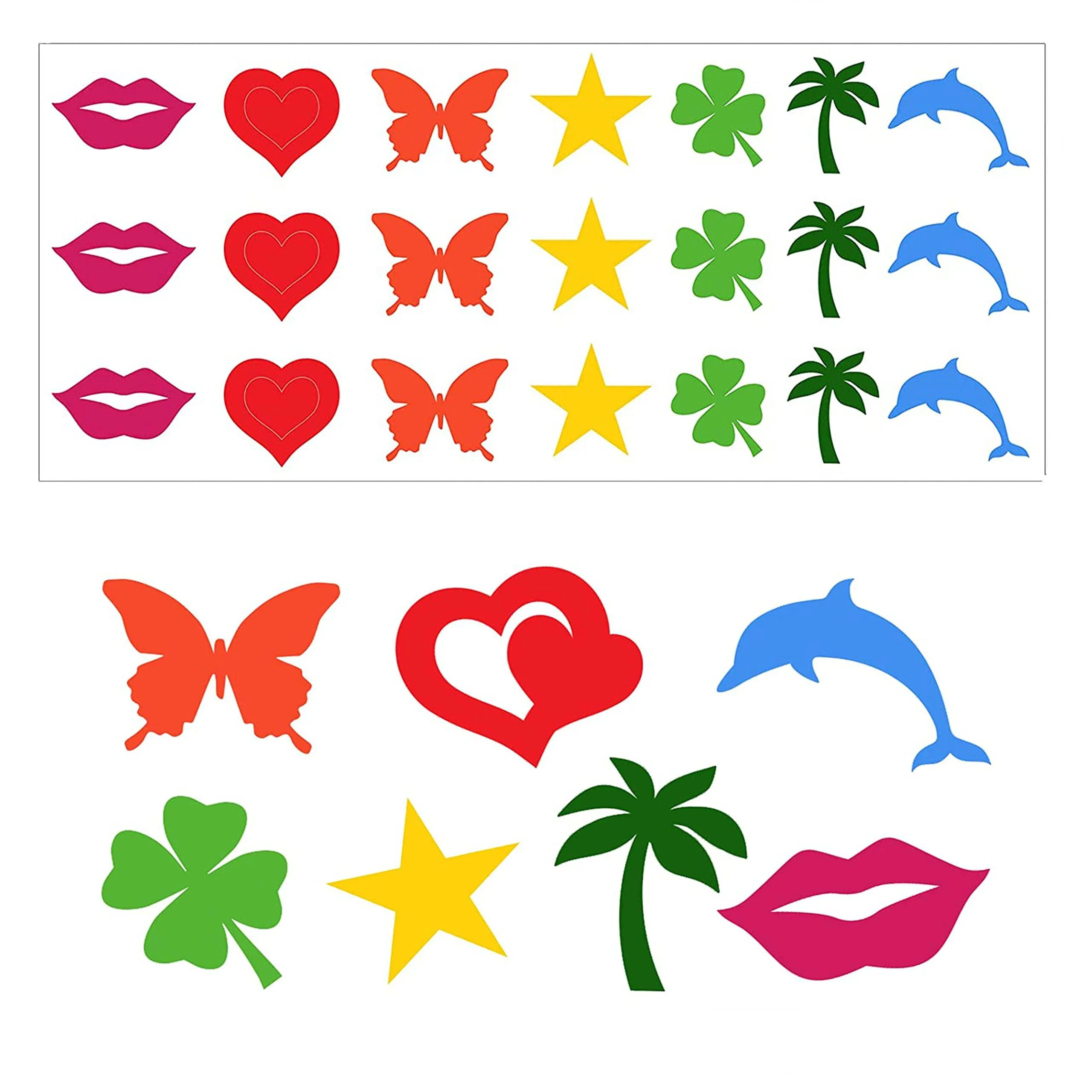 315 Pieces 7 Designs Tanning Sunbathing Stickers Perforated Body Stickers for Tanning Self Adhesive Tanning Bed Sticker Tanning Heart Lips Stickers Tanning Butterfly Dolphin Stickers - Sticker Universe