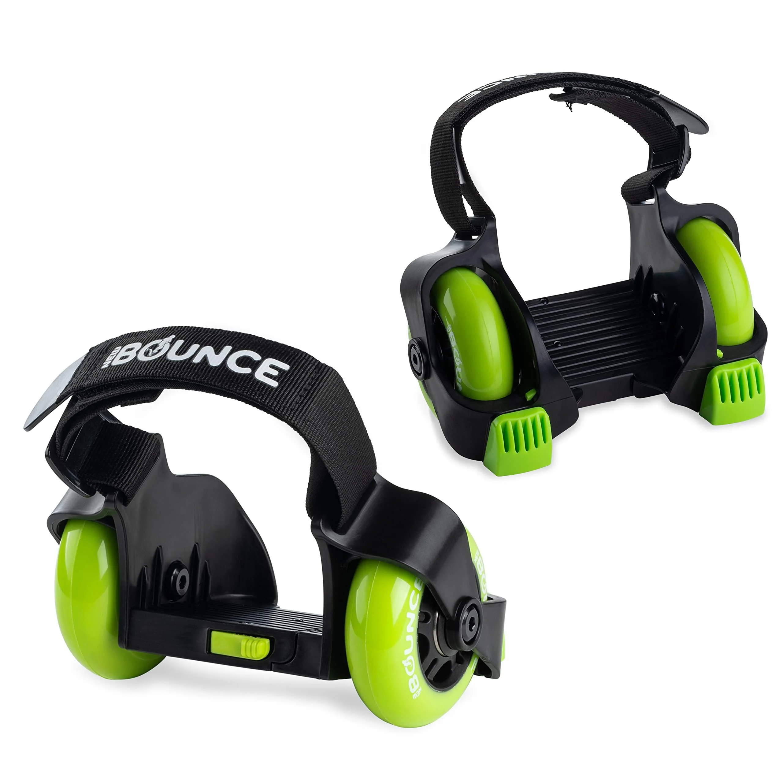 New-Bounce Heel Wheel Skates - Jet Wheelies for Shoes - Adjustable Roller Heel Skates for Kids - One Size Fits Most Green