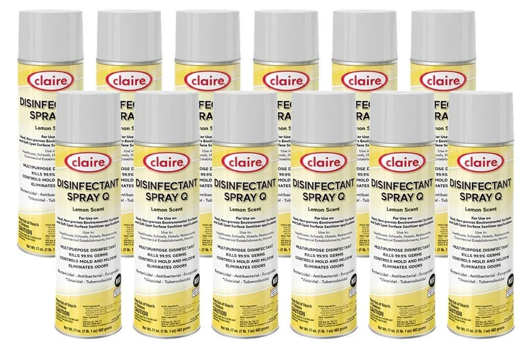 Claire Cl1002-pk Disinfectant Spray Q- Scent Lemon 12 Count