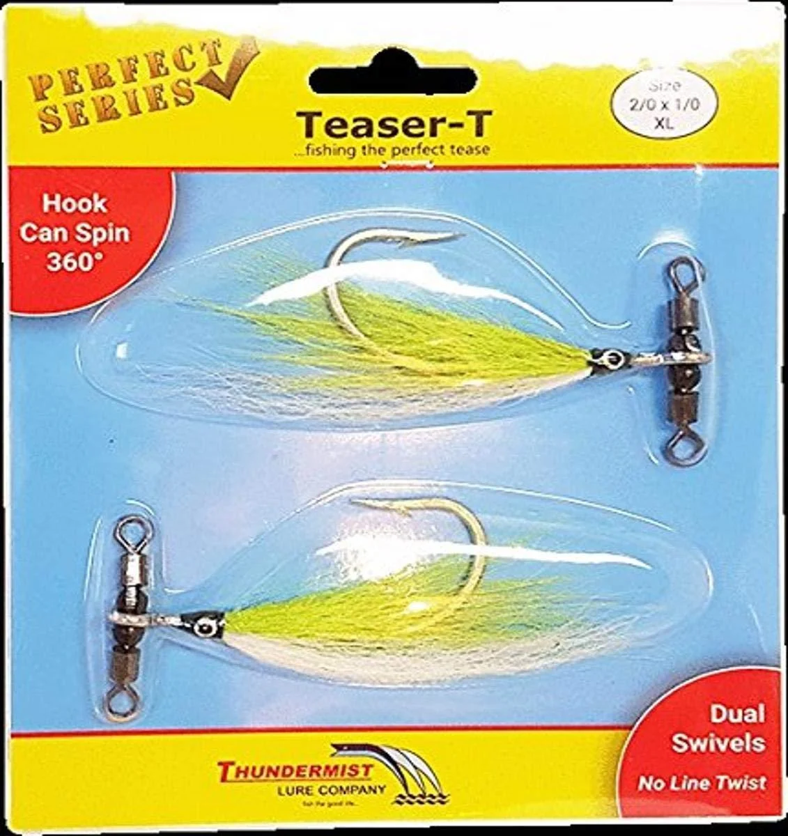 Thundermist Lure Company TSR-2/0X1/0-CW Teaser-T Fishing Terminal Tackle, Chartreuse