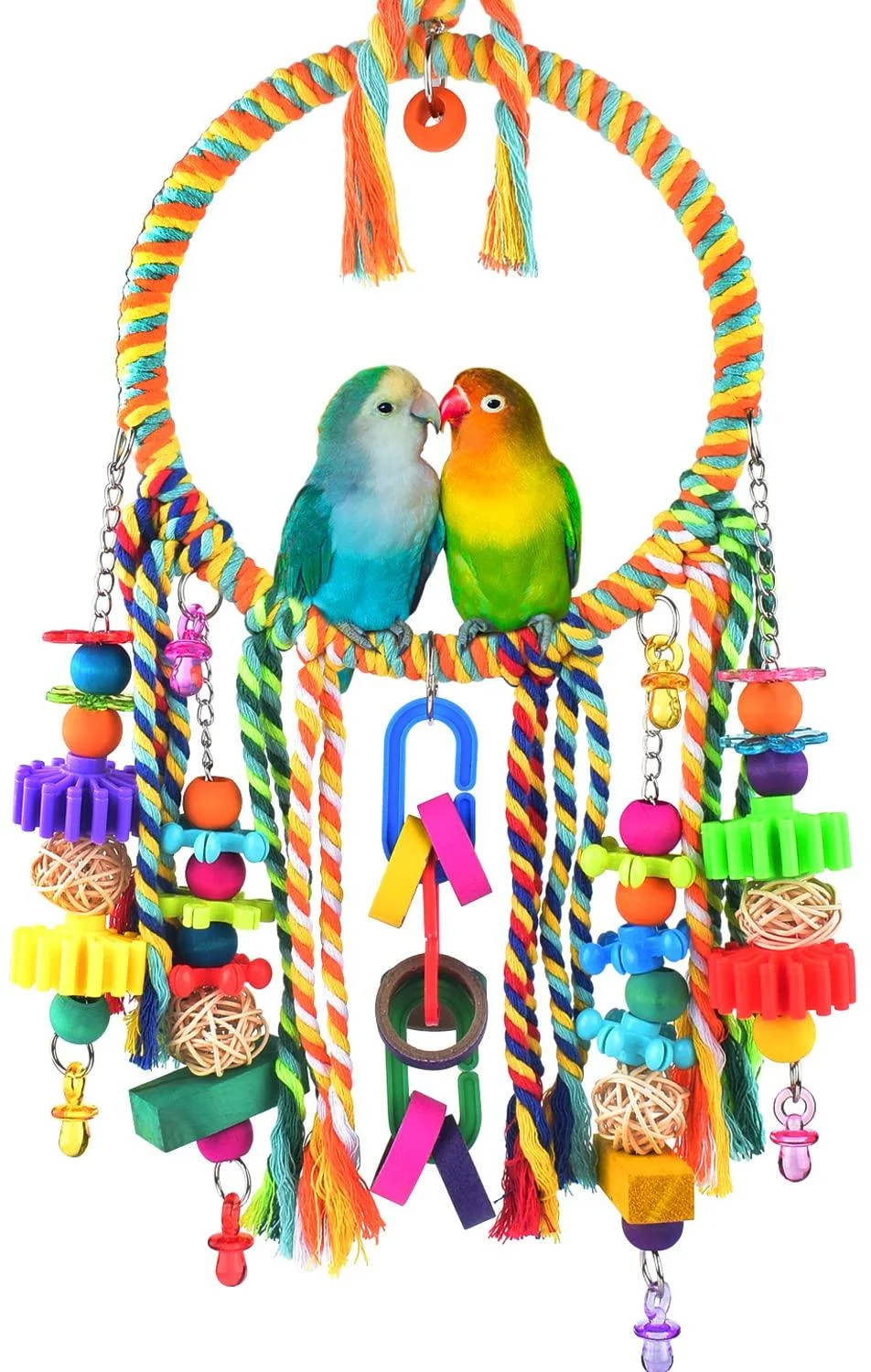 KATUMO Bird Toys, Bird Swing Toy Bird Perch with Colorful Chewing Toys, Suitable for Lovebirds, Finches, Parakeets, Budgerigars, Conure ect Small Birds
